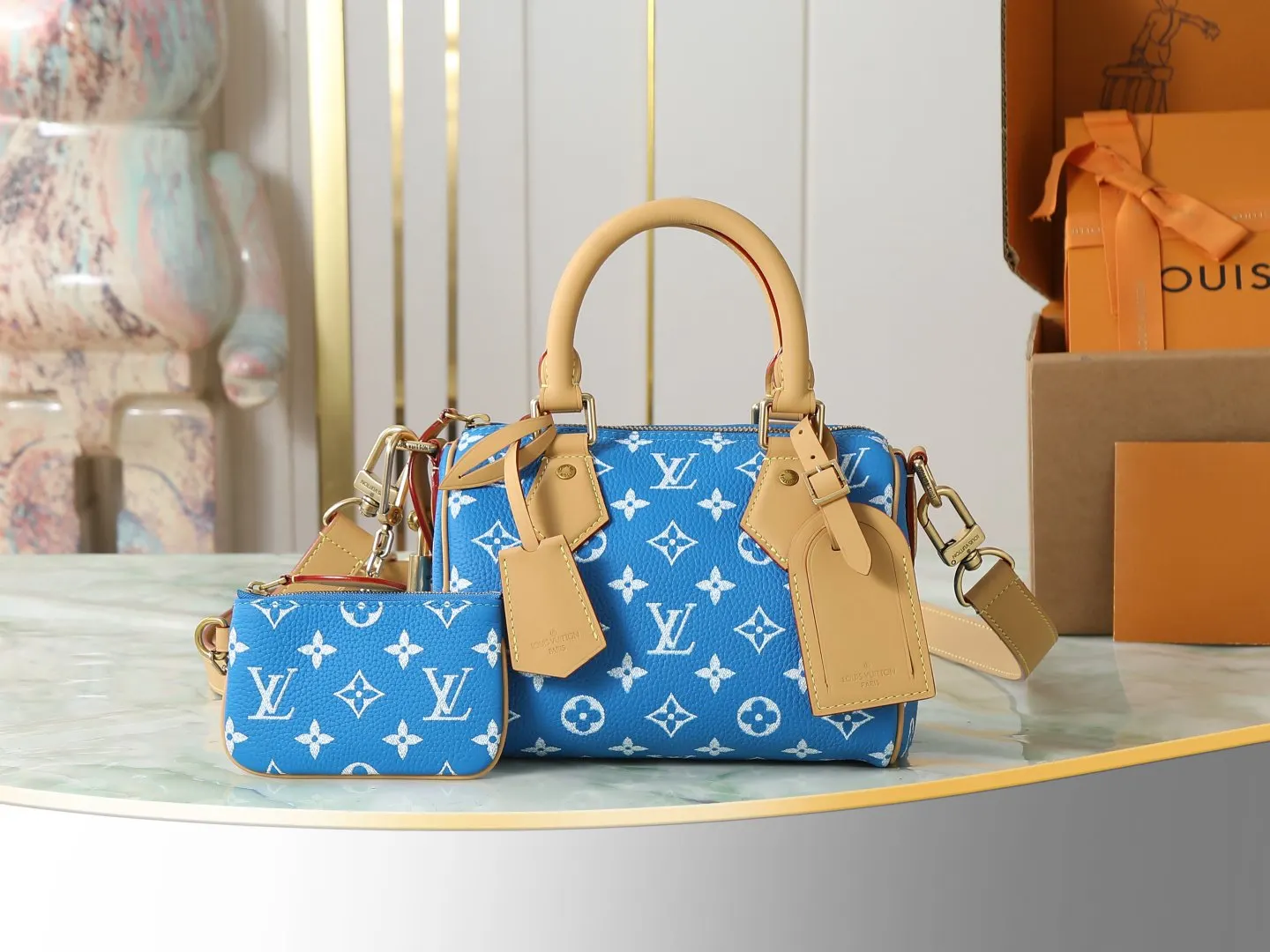 LV Speedy 藍黃配色 手袋