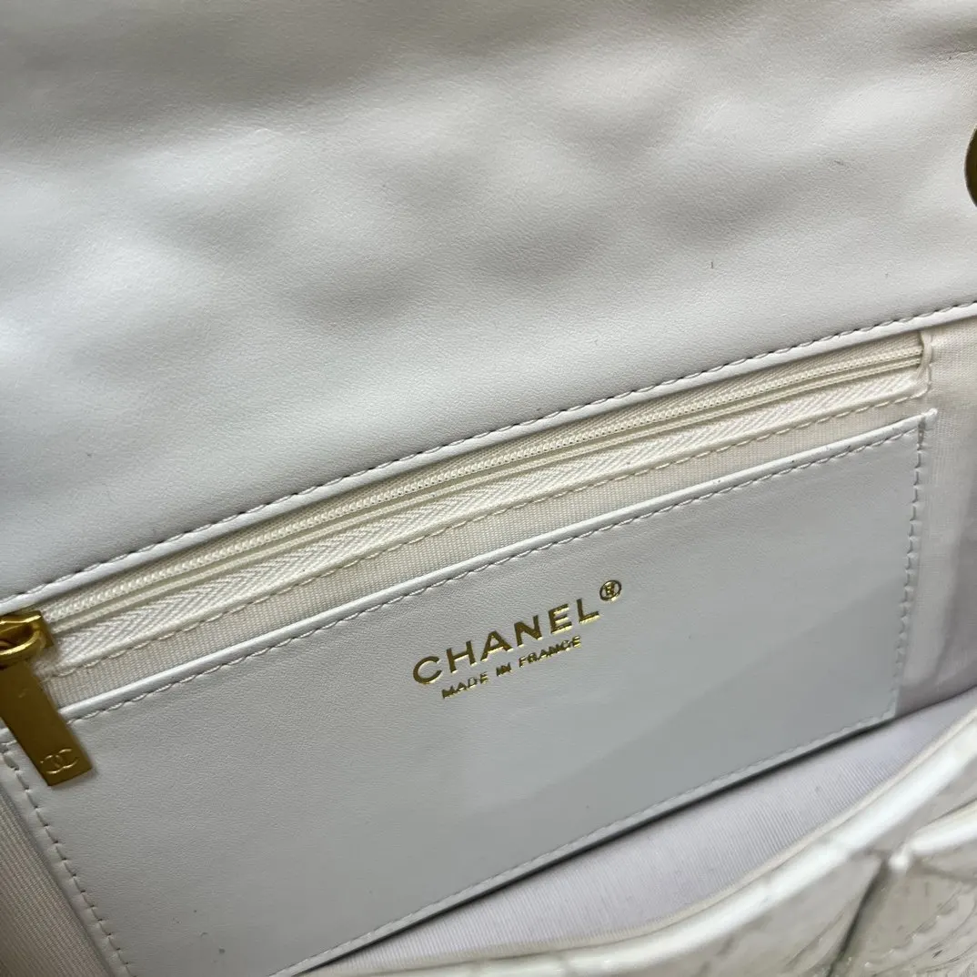 漆皮 漆皮Chane CF链条翻盖包 扭动开合 链条包 精致链条款