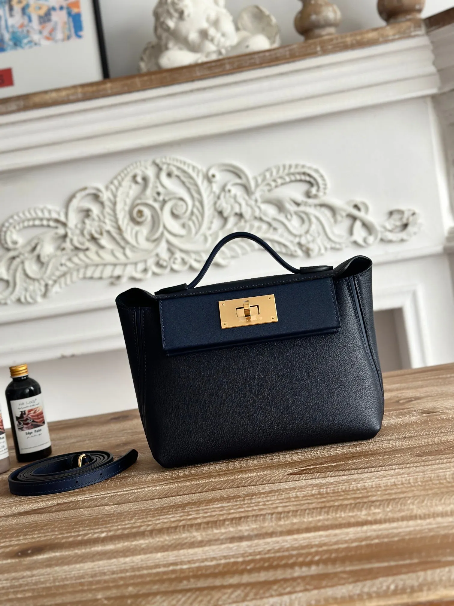 Hermes 深蓝 Evercolor牛皮 雙肩包 休閒通勤款