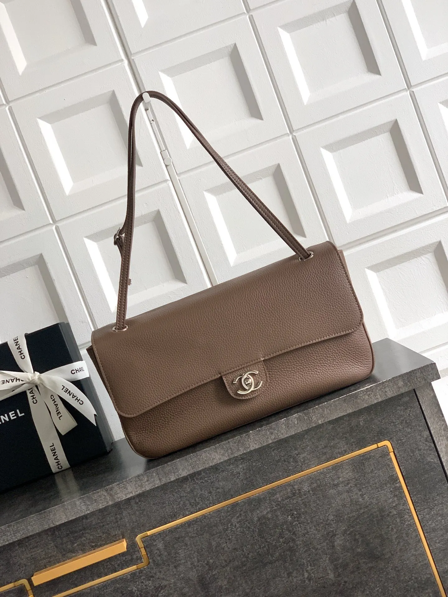 CHANEL 棕色 腋下包 復古腋下背款