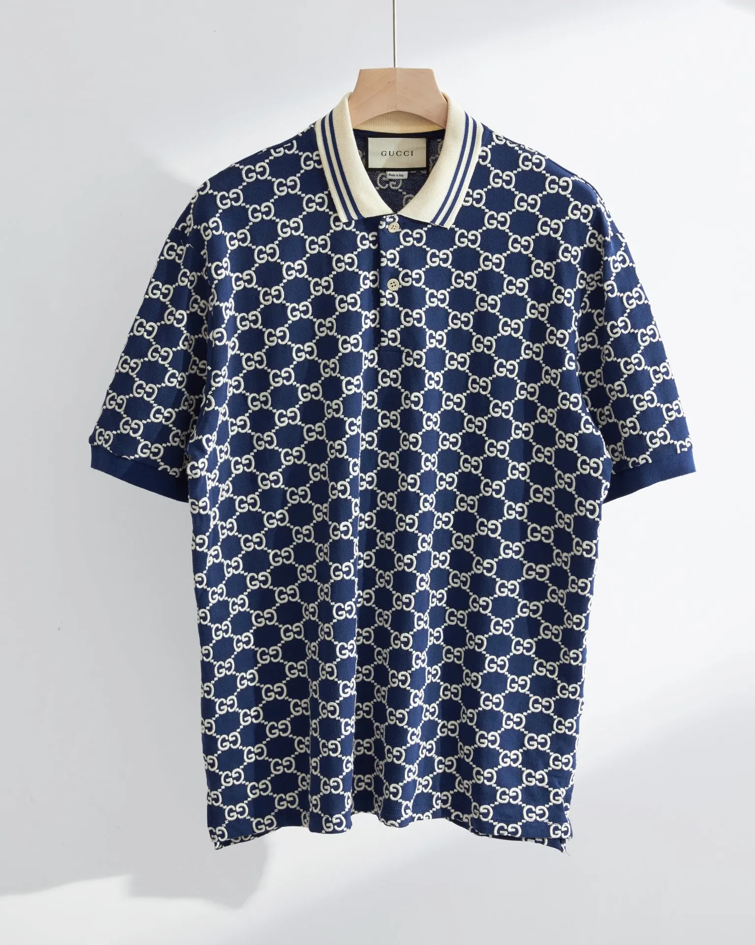 Gucci 雙G刺繡短袖T恤 藍色