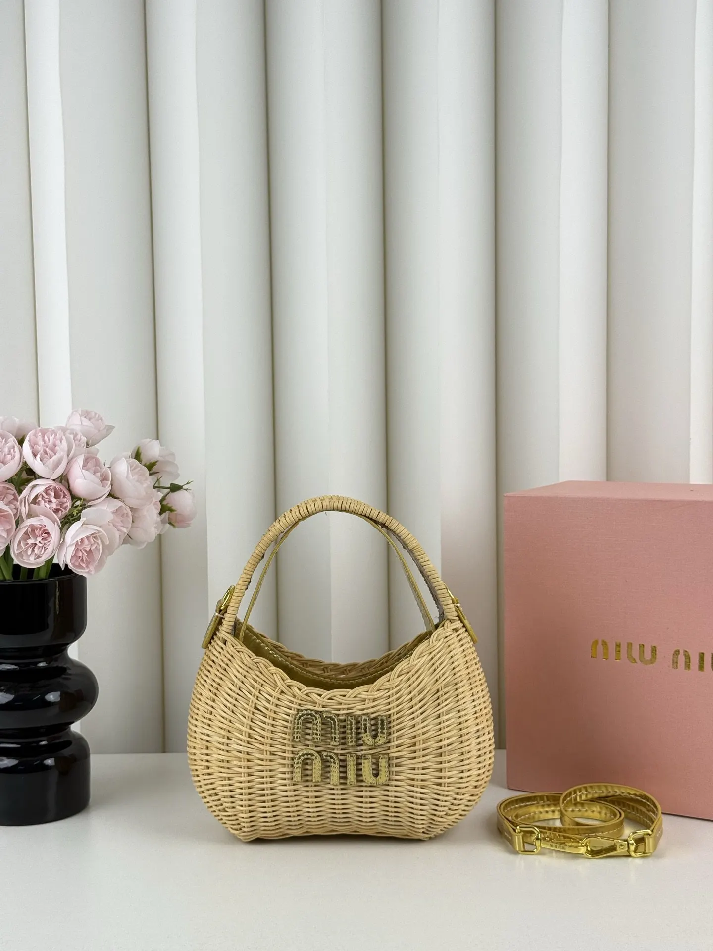 Miu miumiu竹编 手提斜背包 缪缪美式復古神 托特包 大容量托特款