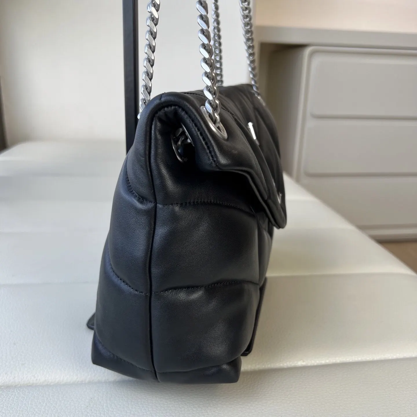 YSL 銀色 羊皮 鏈條包 精致鏈條款