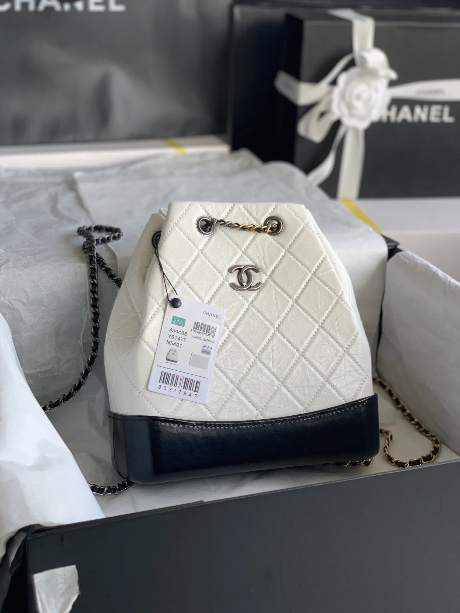 Silver Gold Backpack Leather
