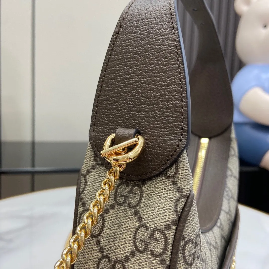 Gucci 棕色 金色 帆布 鏈條包 精致鏈條款