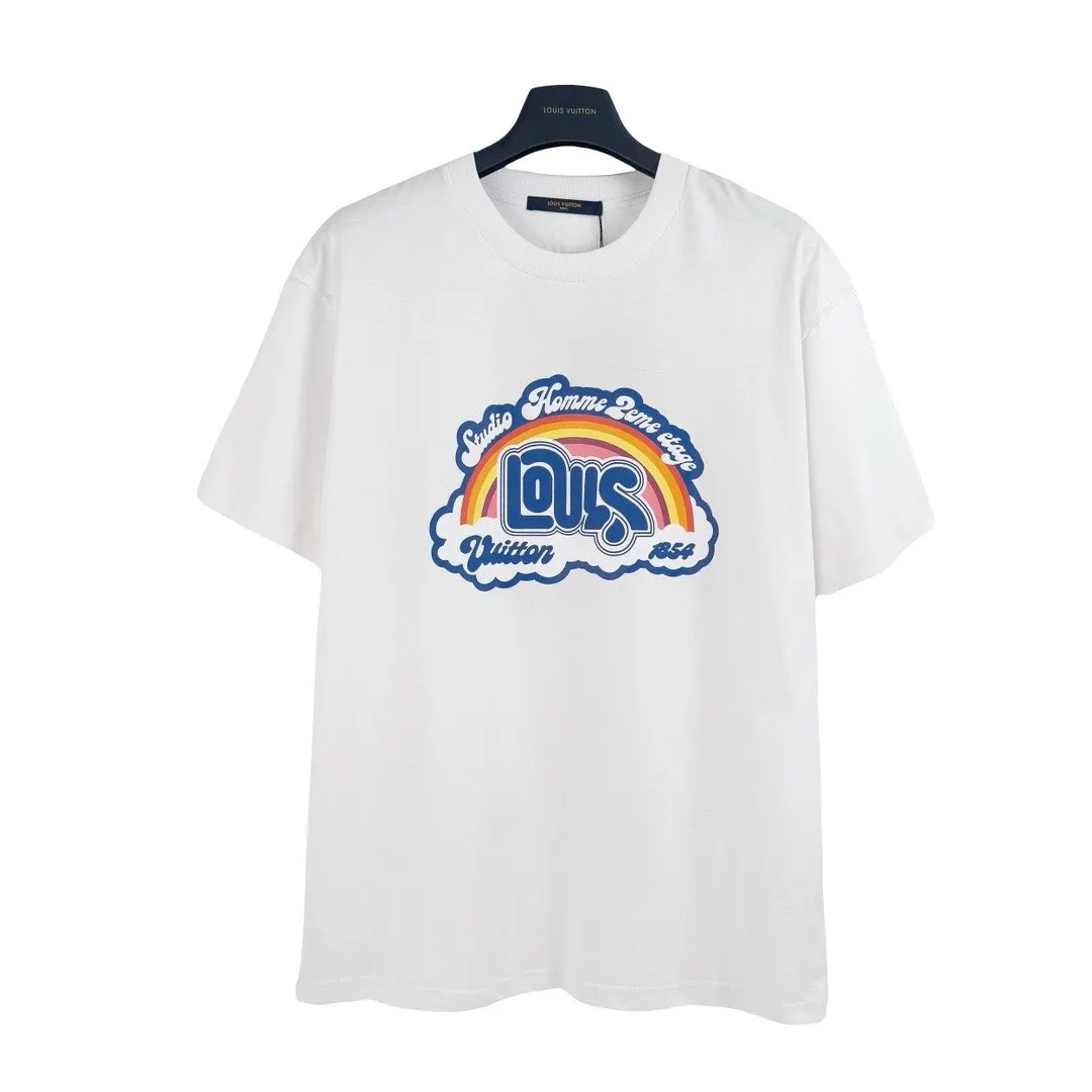 LV White Logo Letter Short Sleeve T-Shirt Casual Versatile Style