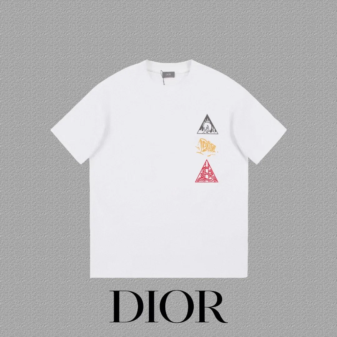 Dior 白色手写字母短袖T恤 休閒款