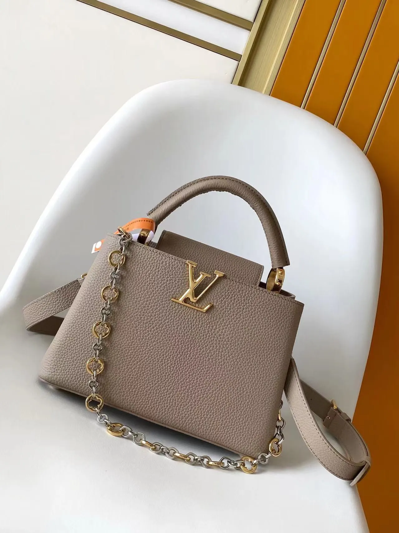 LV Capucines 黑色 米白 牛皮 链条包 精致链条款