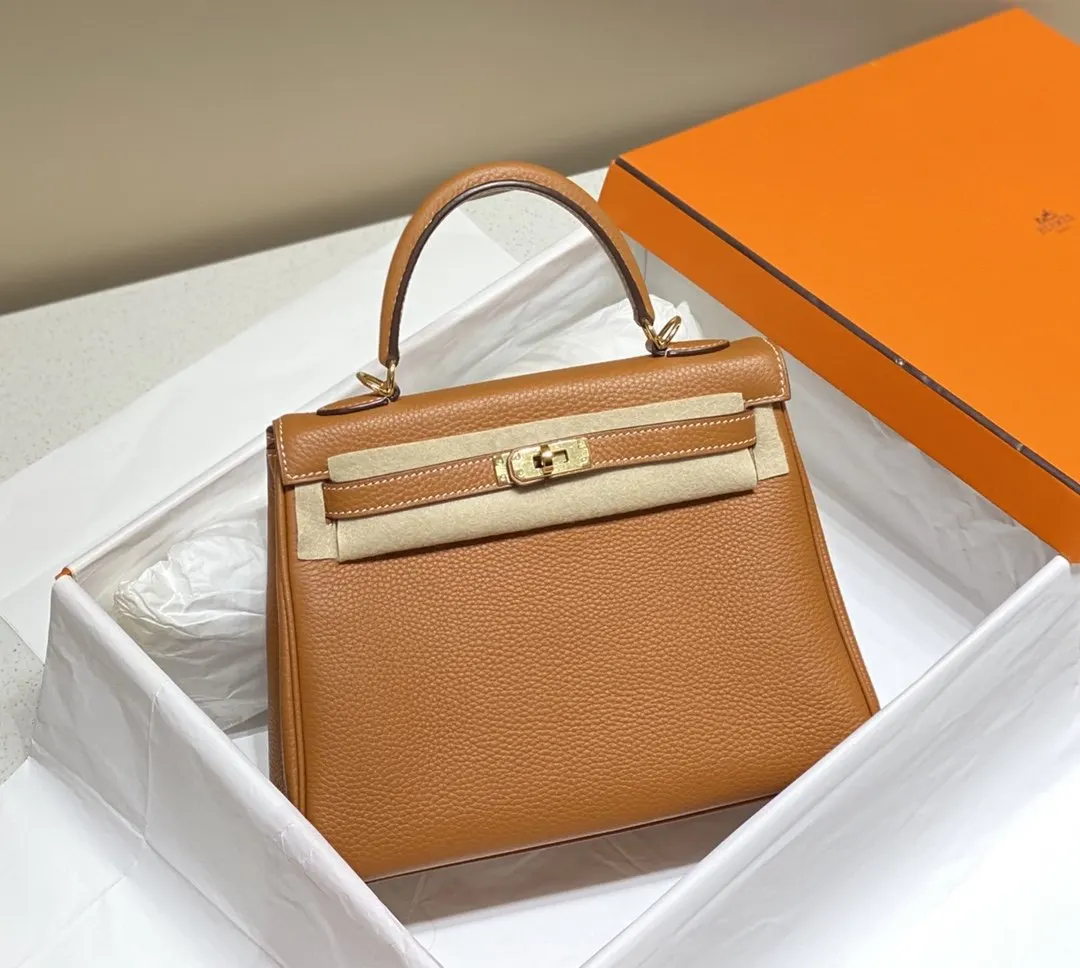 Hermes Kelly 棕色 Togo牛皮 手提包 25cm 經典款