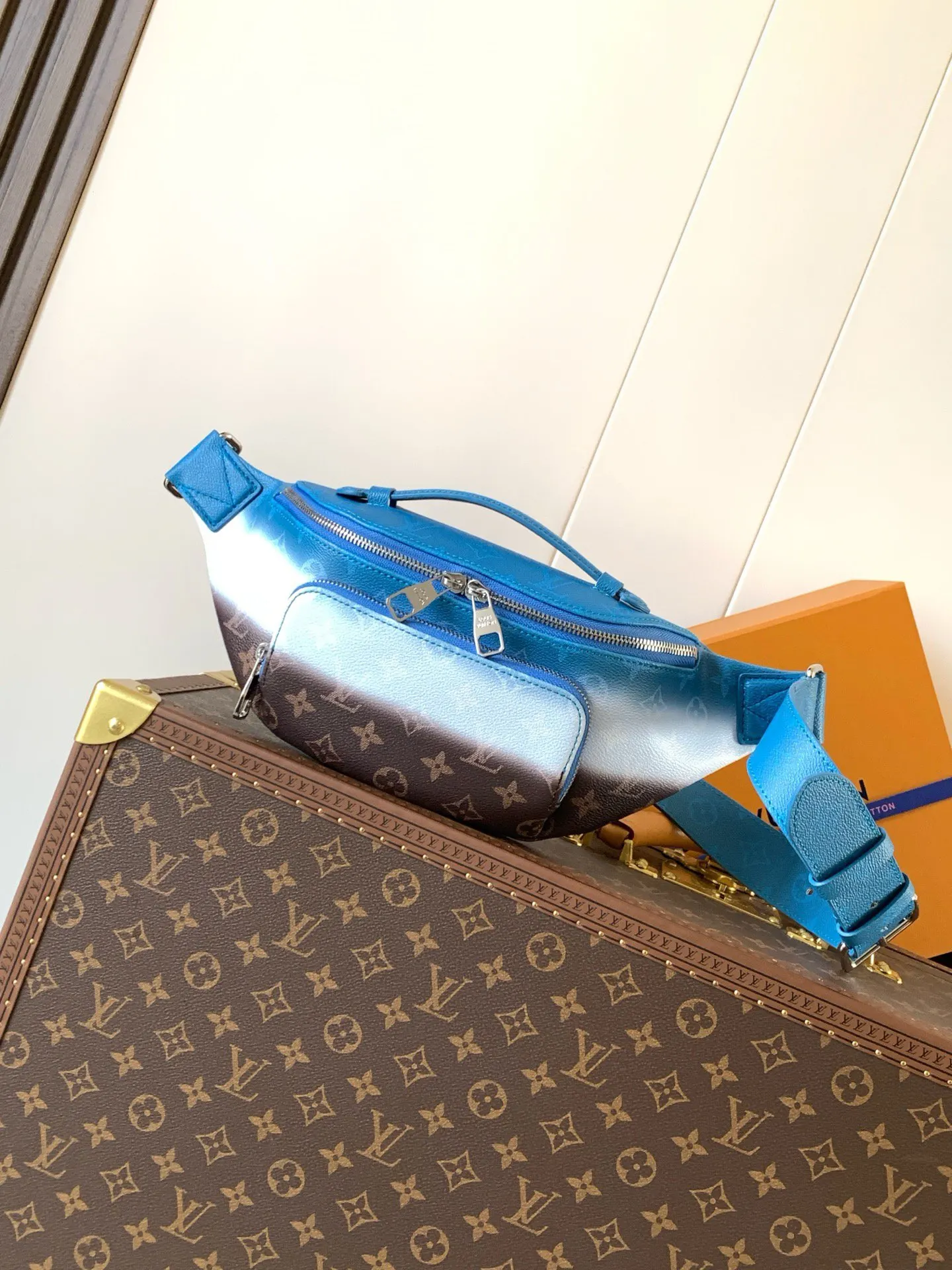 Blue Belt Bag Casual Leather
