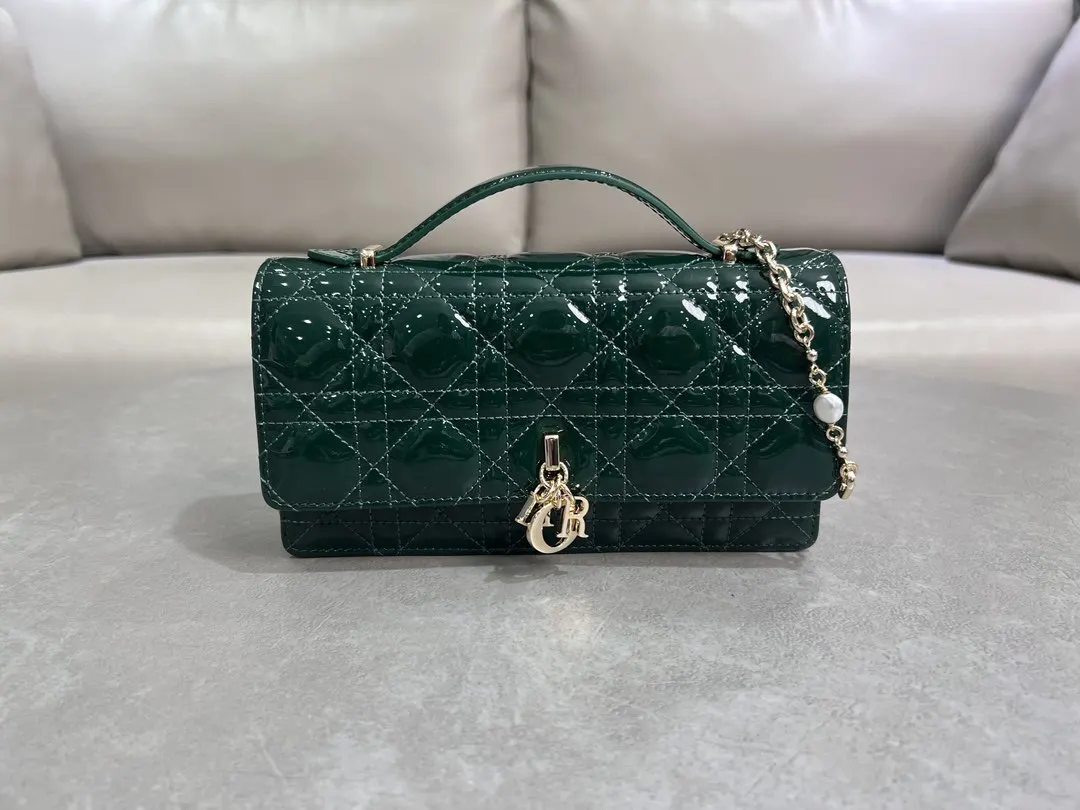Dior Lady 绿色 墨绿 羊皮 链条包 精致链条款