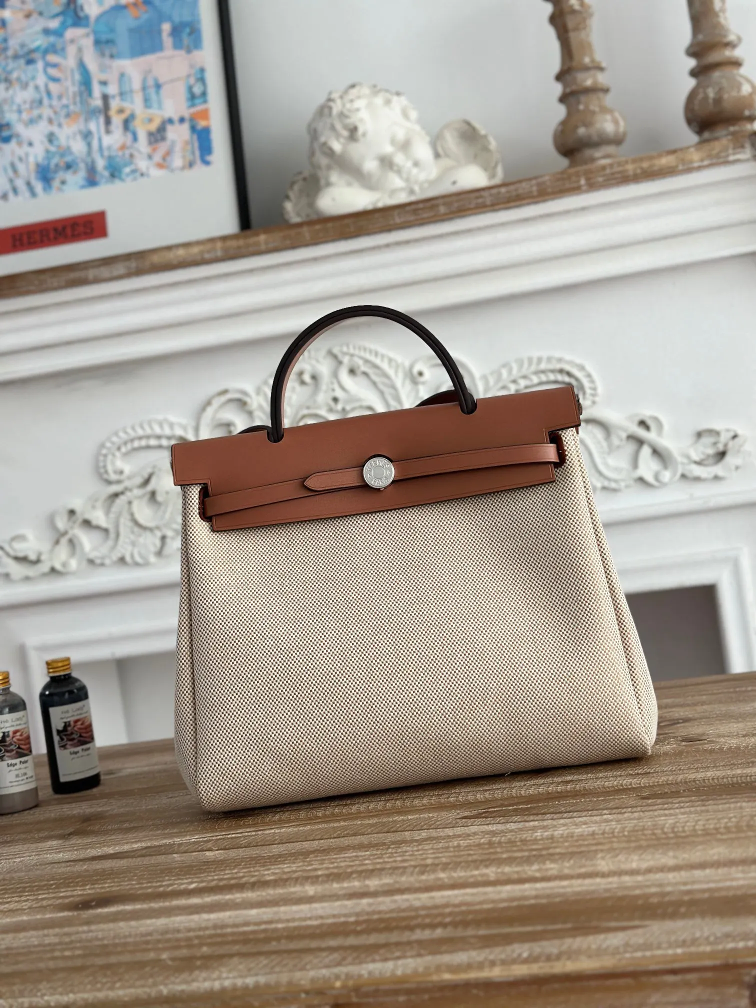 Hermes Kelly 帆布拼皮 雙肩包 31cm 休閒通勤款