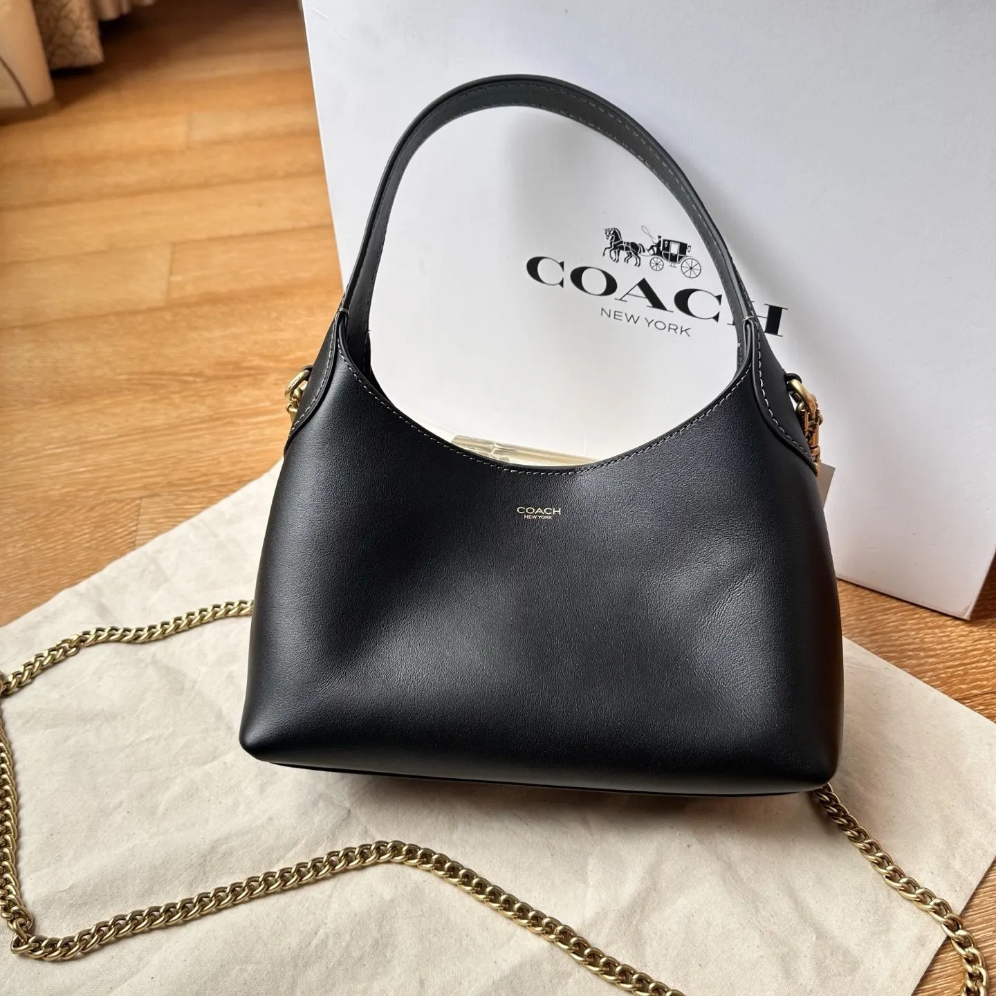 Black Hobo Shoulder Bag Vintage Leather