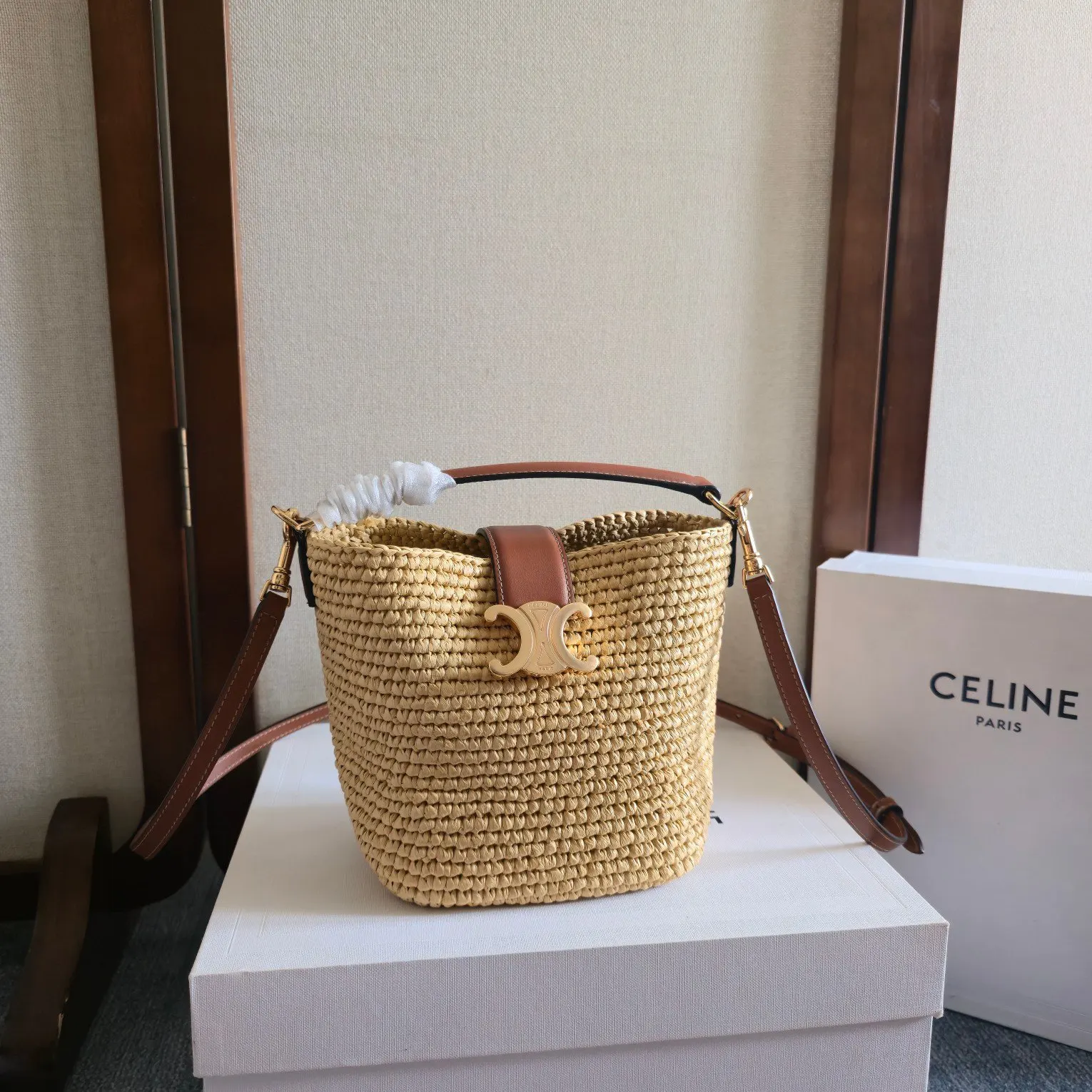 Gold Bucket Bag Casual Leather