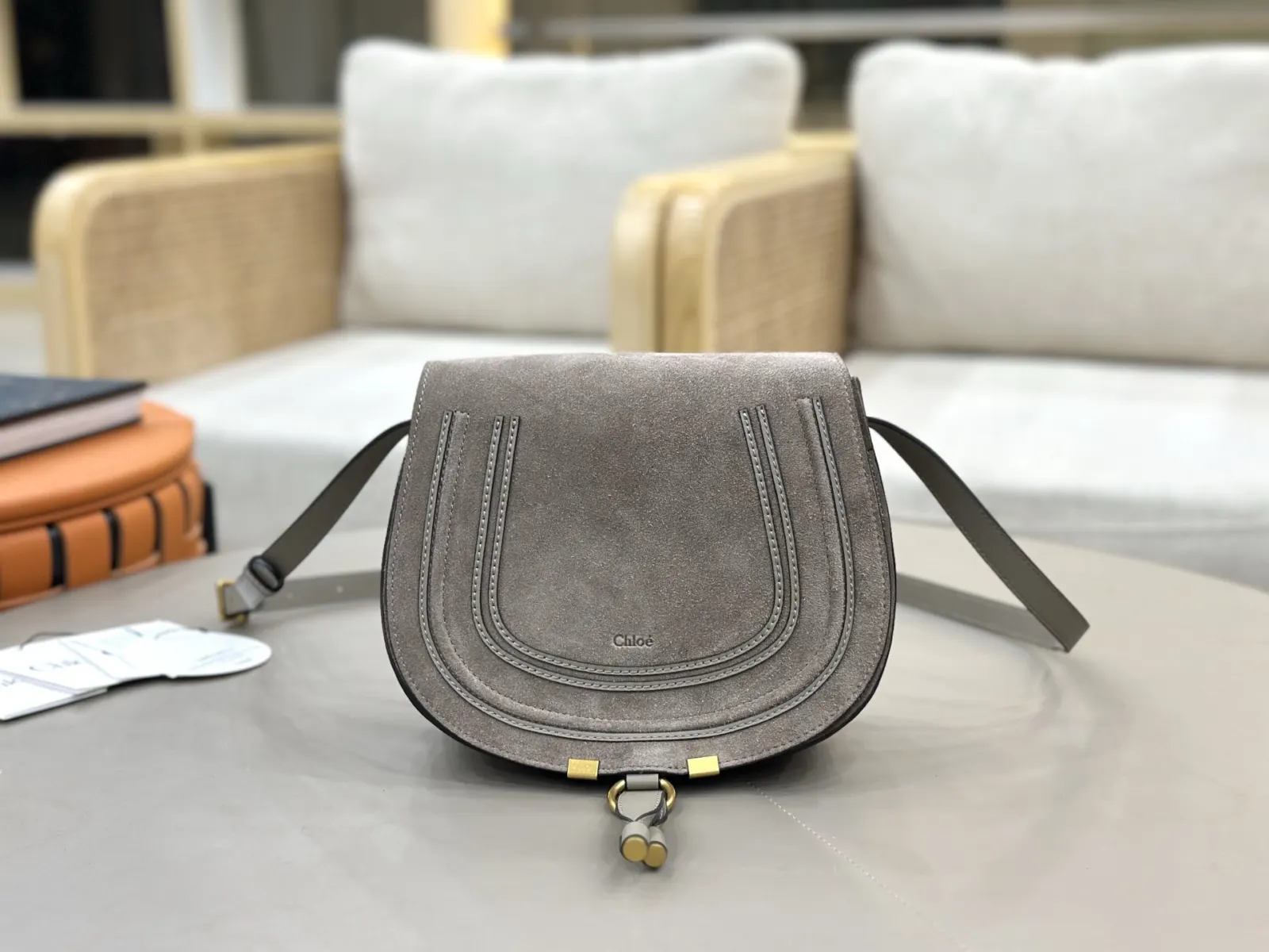 小牛皮 Chloe Marcie马鞍包 Marc 斜背包 輕便斜挎款