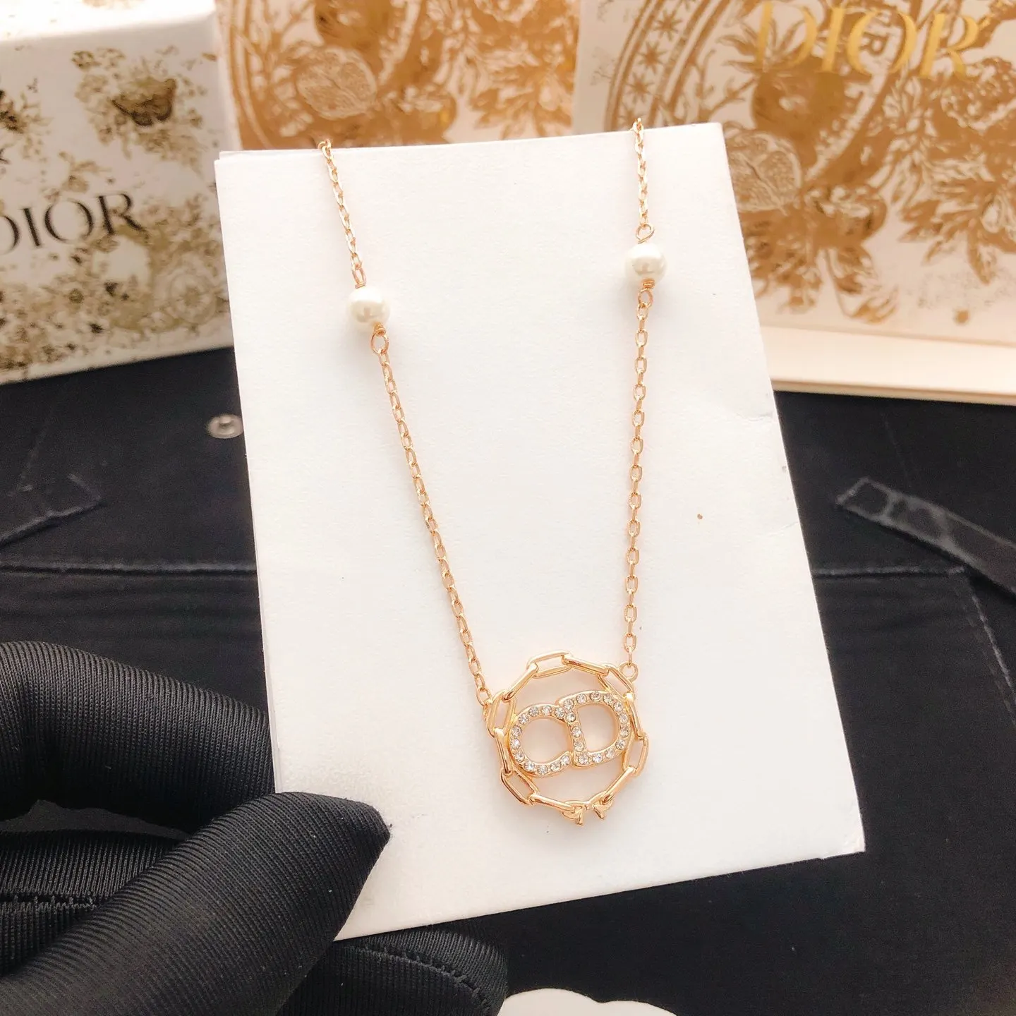 Dior 玫瑰金 金色 圆形 项链 精致锁骨链