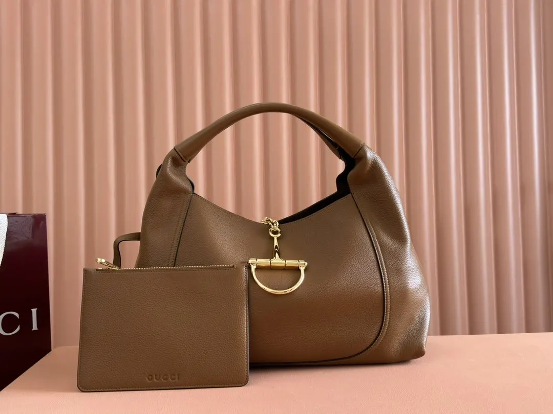 Gucci 棕色 金色 牛皮 手拿包 精致手拿款