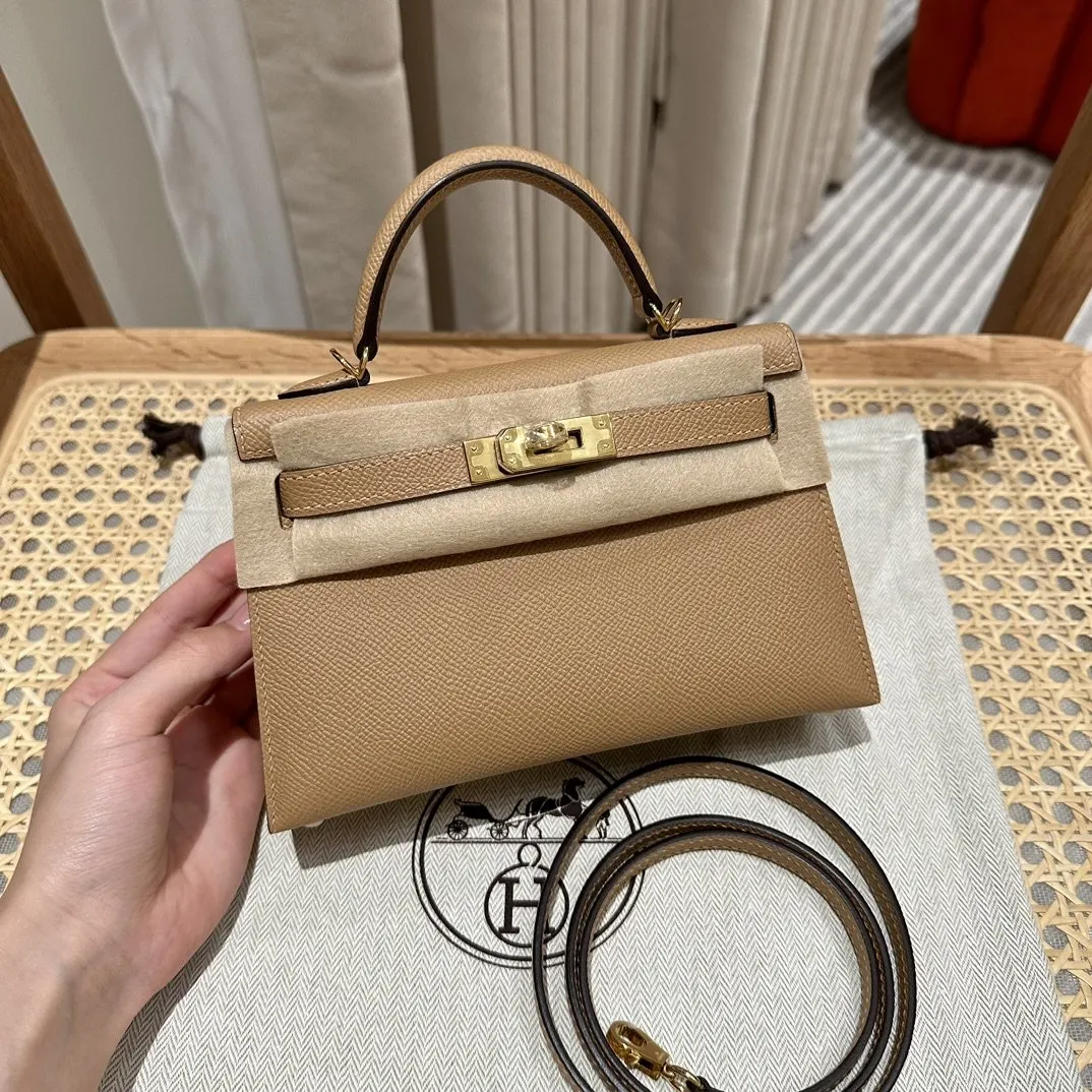 Hermes Mini Kelly Epsom掌纹牛皮 斜背包 19cm 經典款