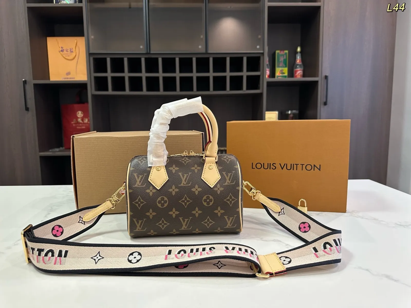 Louis Vuitton Gold Monogram Crossbody Bag Lightweight Leather
