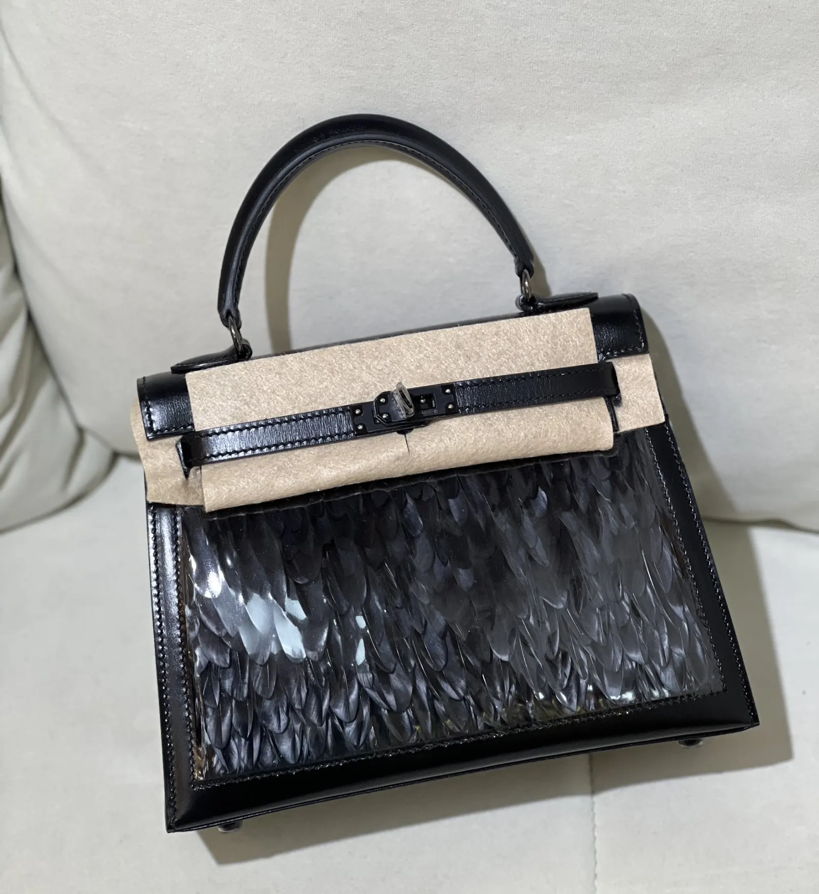 Hermes Black Top Handle Bag Classic Leather
