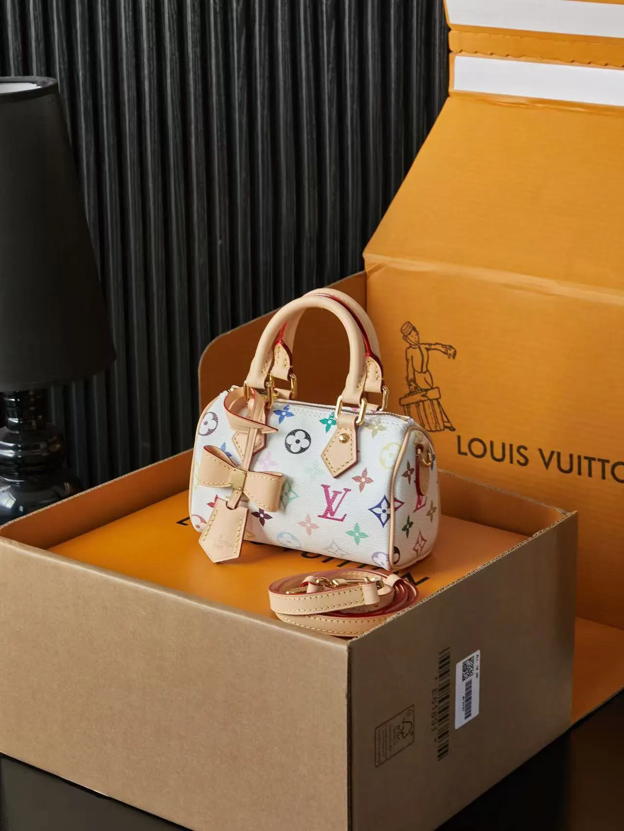 LV 白色彩色老花Speedy手袋 彩绘款