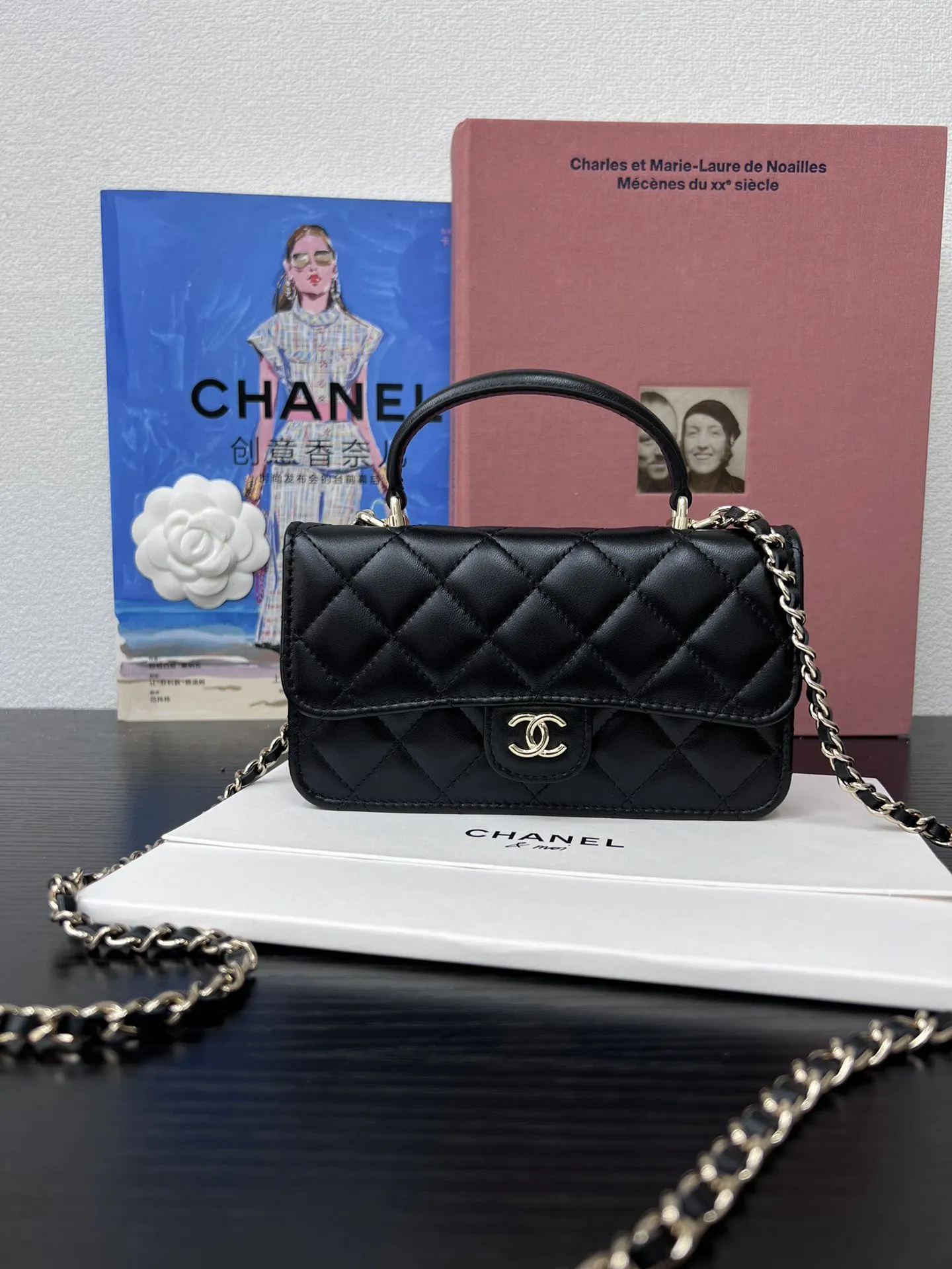 CHANEL 22 Bag 酒紅色羊皮鏈條包 小號款