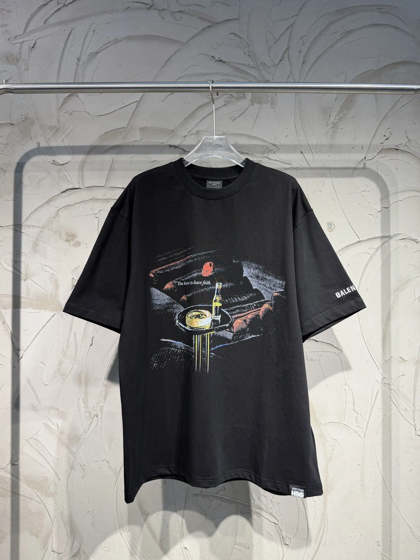 Balenciaga 26SS Embroidery Cotton Short Sleeve T-Shirt Street Casual Style