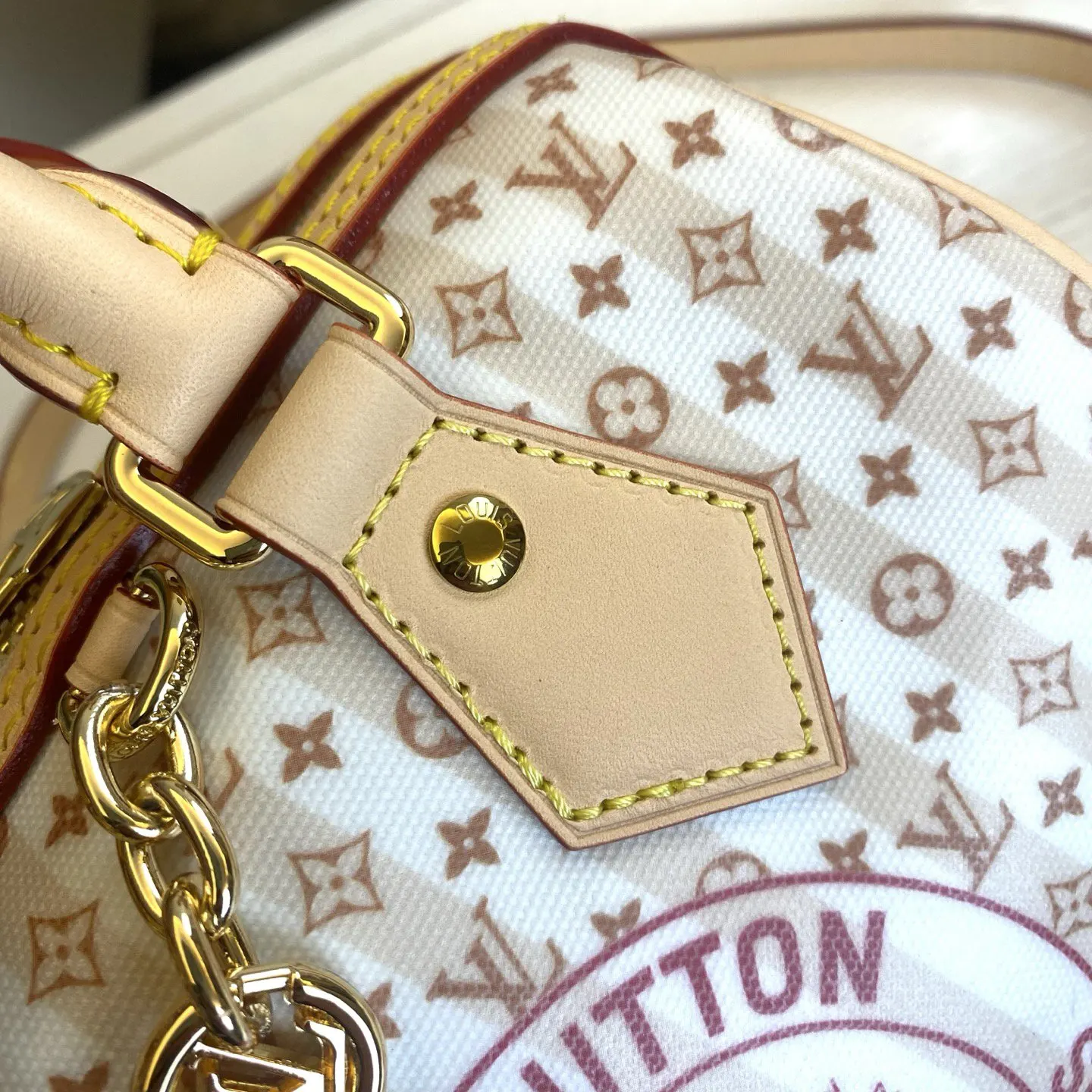 LV Speedy 蓝色 米色 帆布 链条包 精致链条款