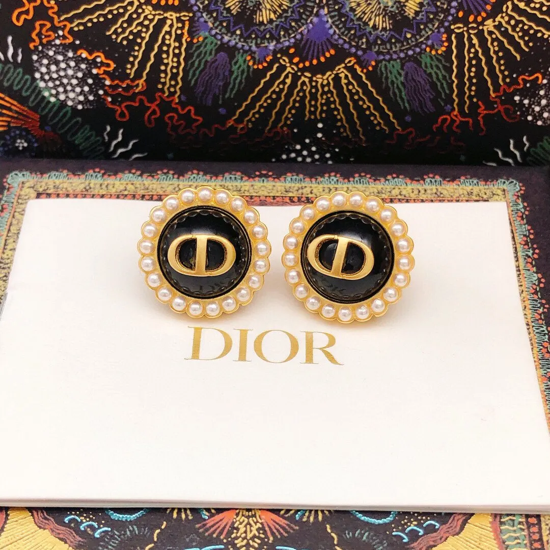 Dior Black-Gold CD Earrings – Gift Box Set
