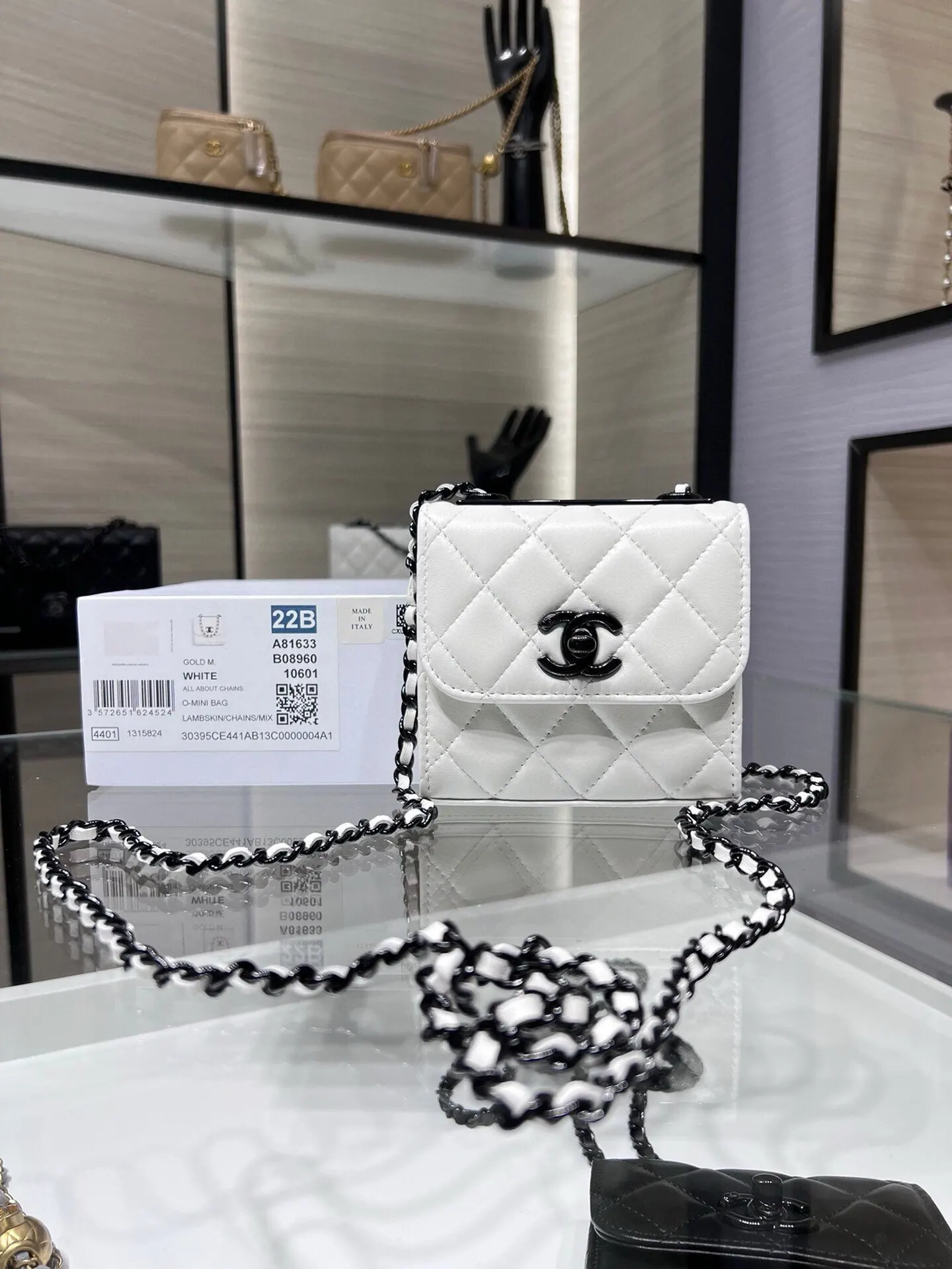 CHANEL 小羊皮22 Bag鏈條包 單肩斜挎