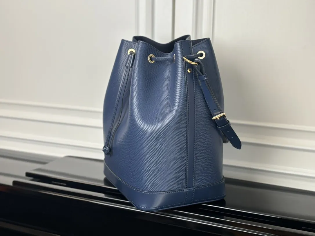 Blue Bucket Bag Casual Leather