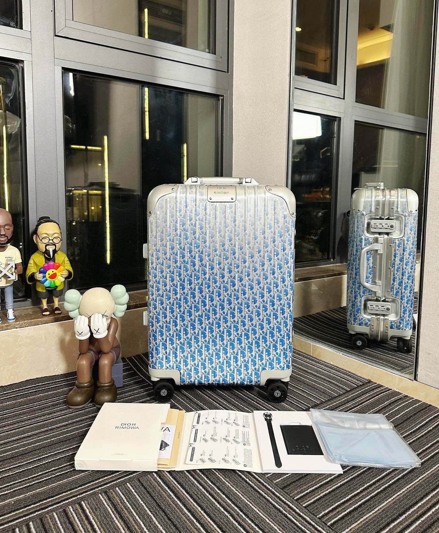 Dior Black Blue Carry-On Suitcase Travel Lightweight