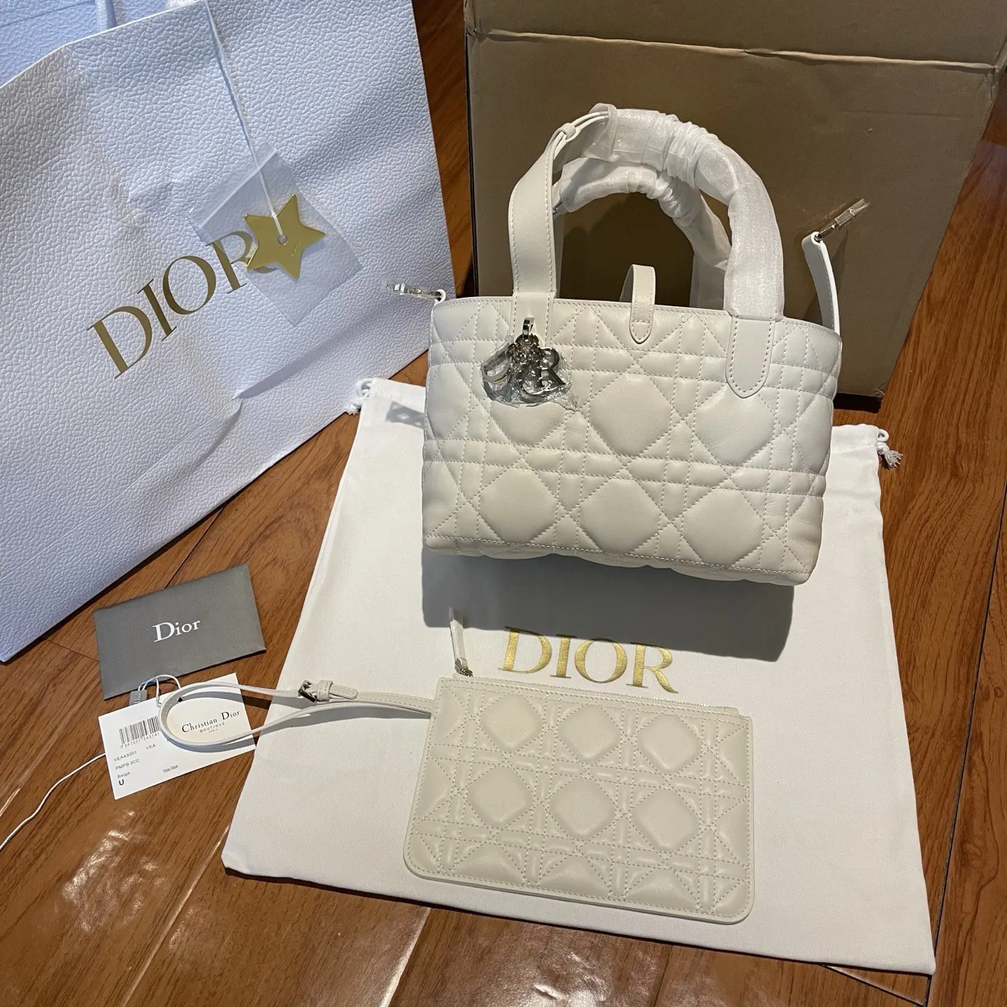 Dior 白色 奶白 牛皮 水桶包 休閒水桶款