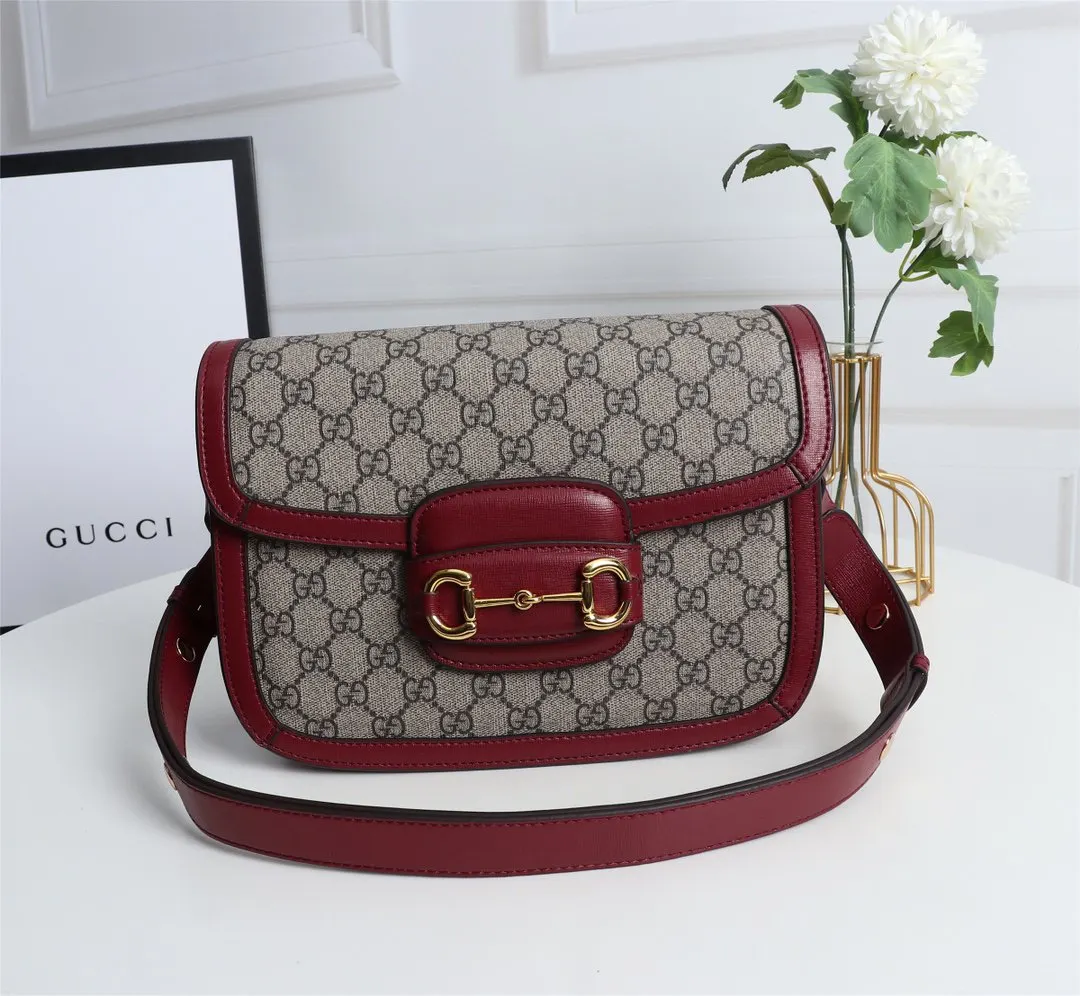 Gucci Horsebit 1955 老花馬銜扣肩揹包 單肩斜挎款 棕色