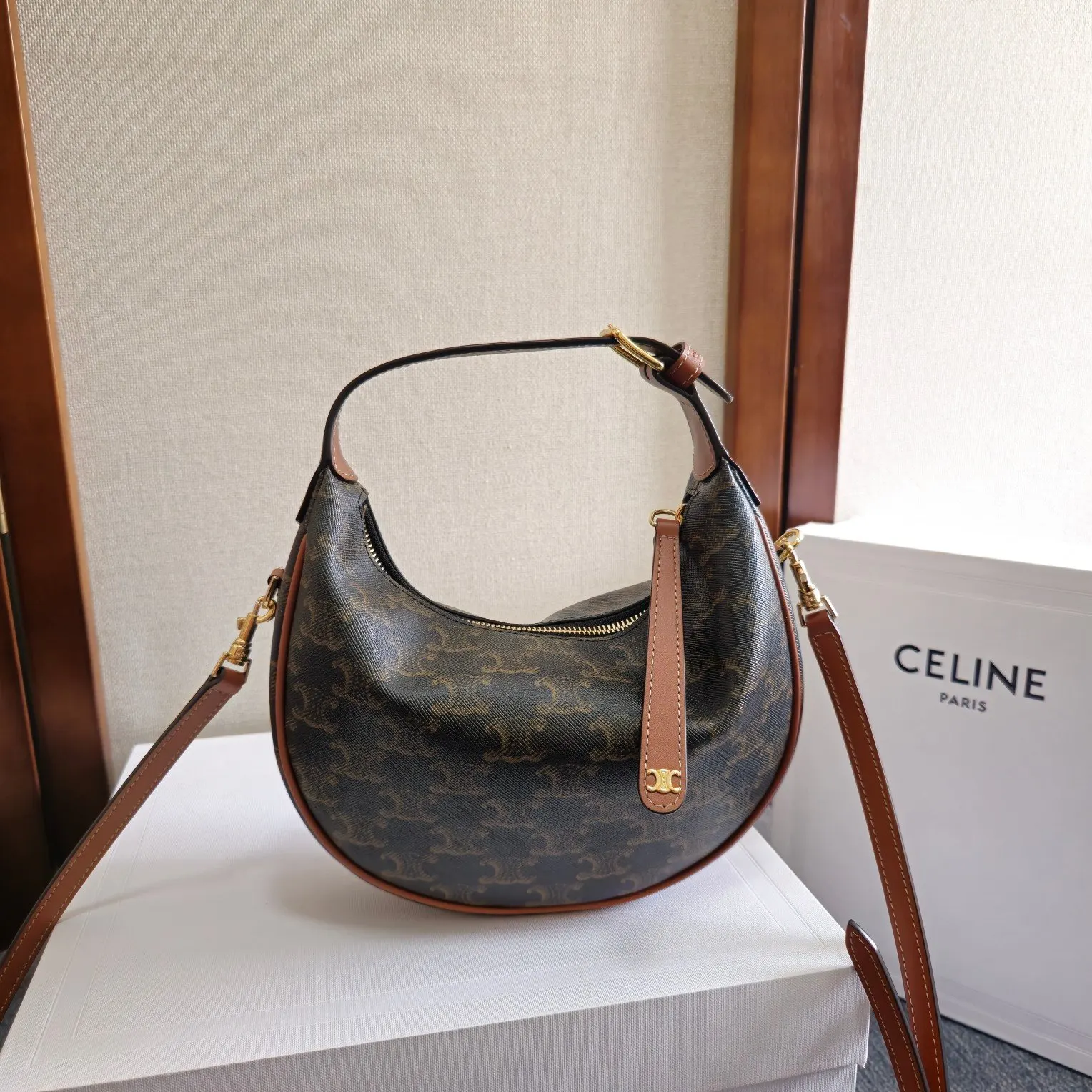 Monogram Crossbody Bag Commuter Lightweight Leather
