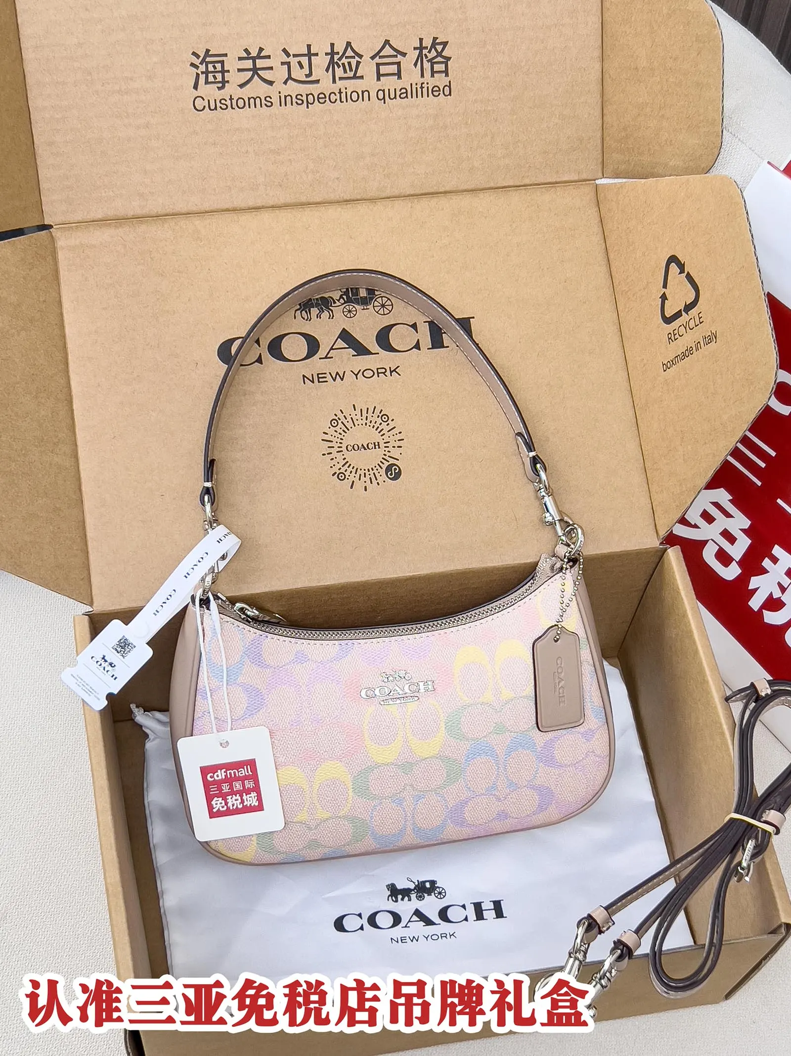 Coach 牛皮 图片 新色 Teri腋下麻将包 腋下包 復古腋下背款