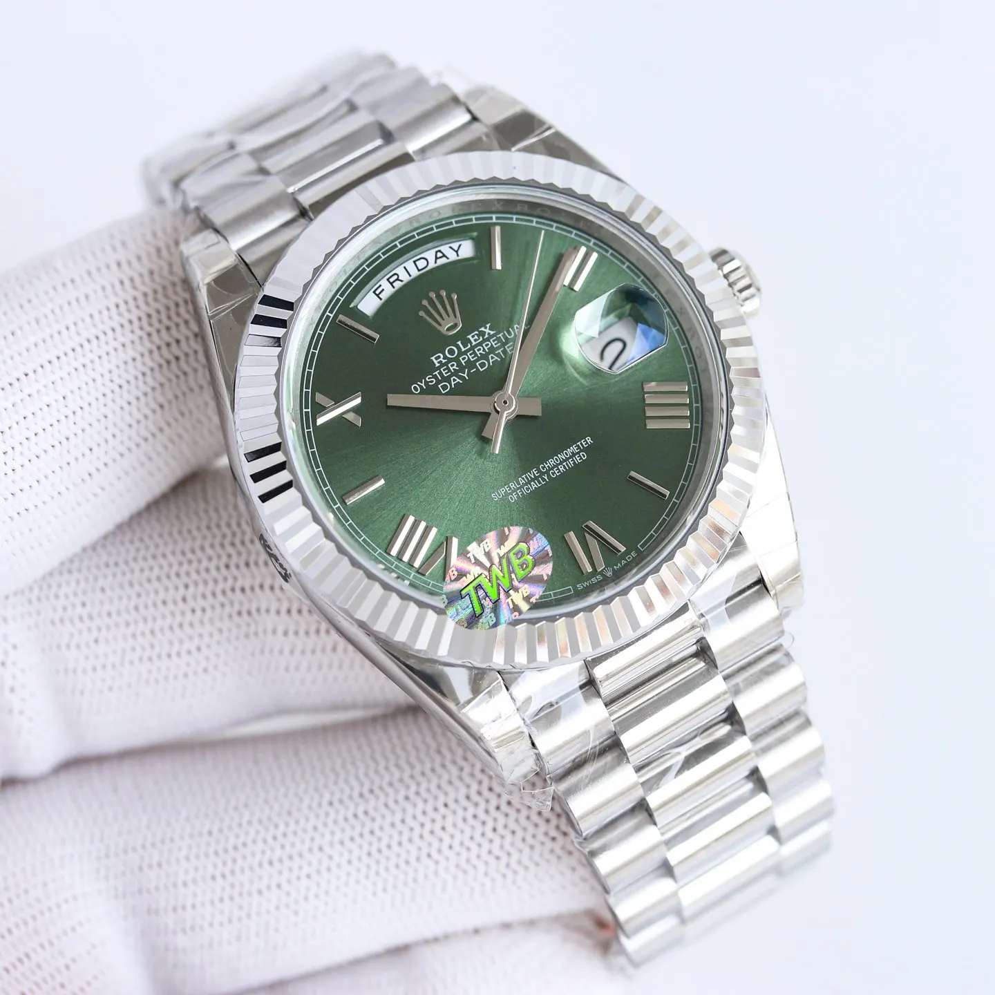 Rolex 白 金 钻圈 钻丁面 TWB 超 手錶 經典腕表款