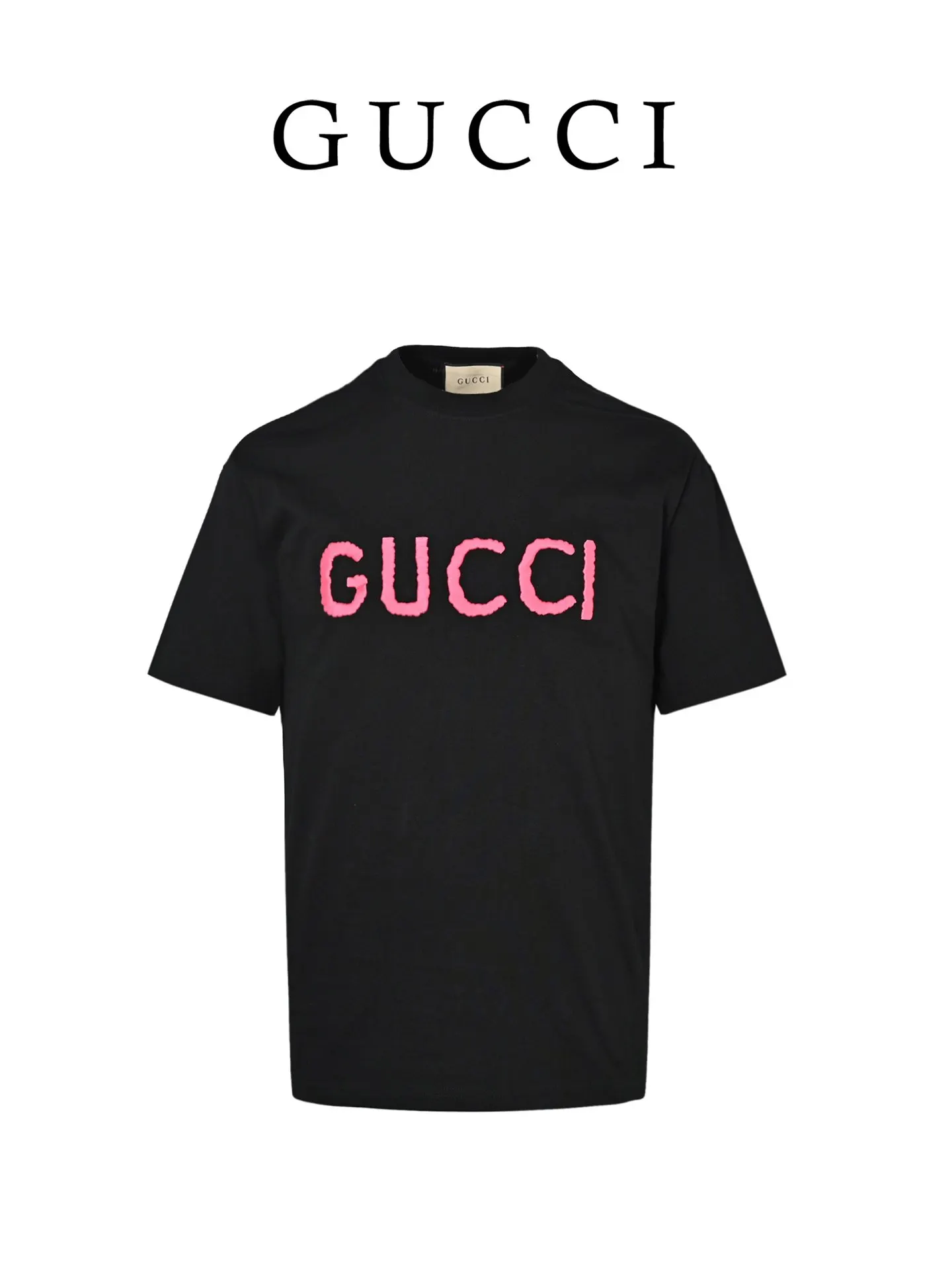 Gucci Pink Logo Letter Short Sleeve T-Shirt Casual Versatile