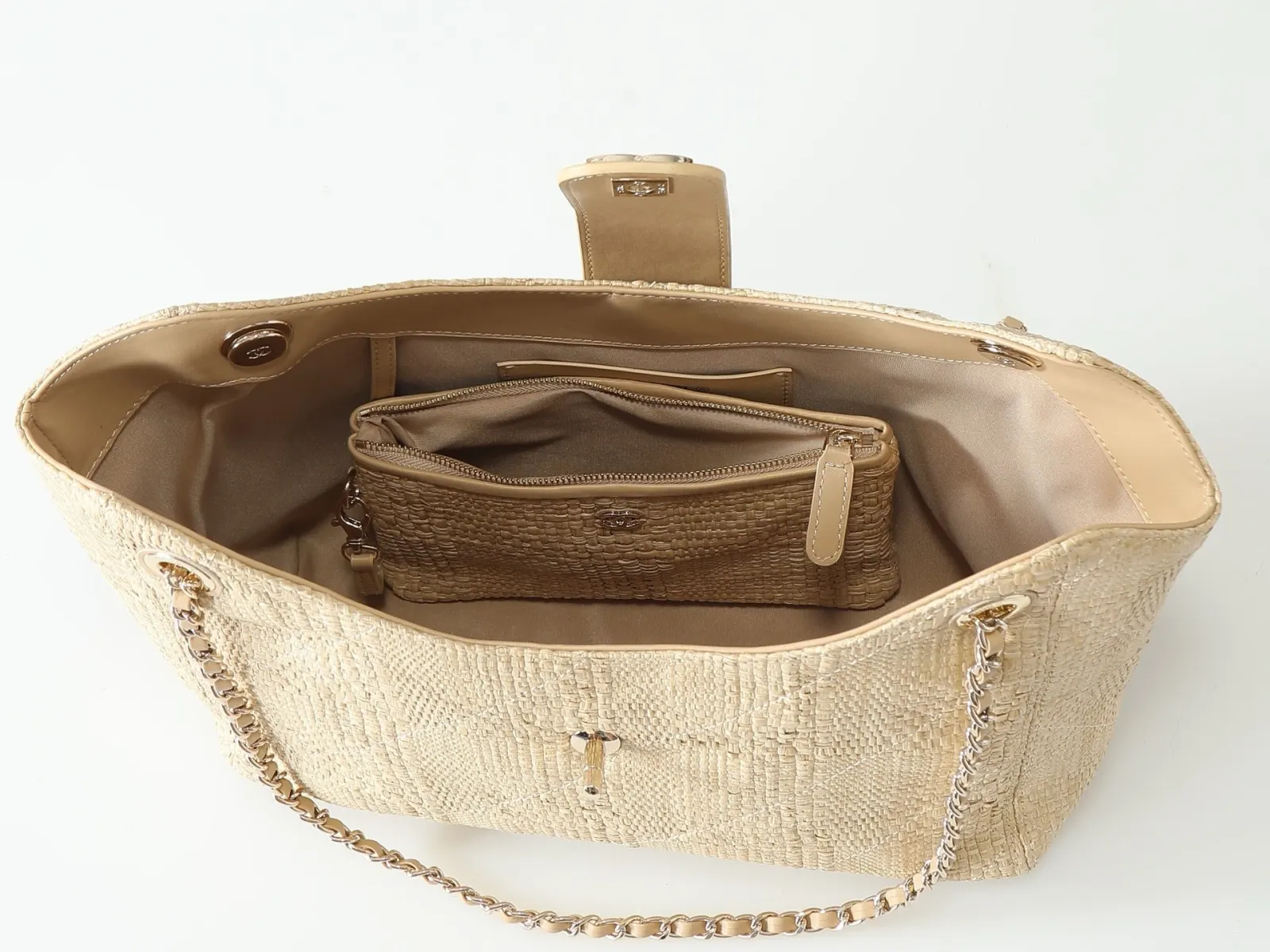 Beige Gold Hobo Shoulder Bag Vintage