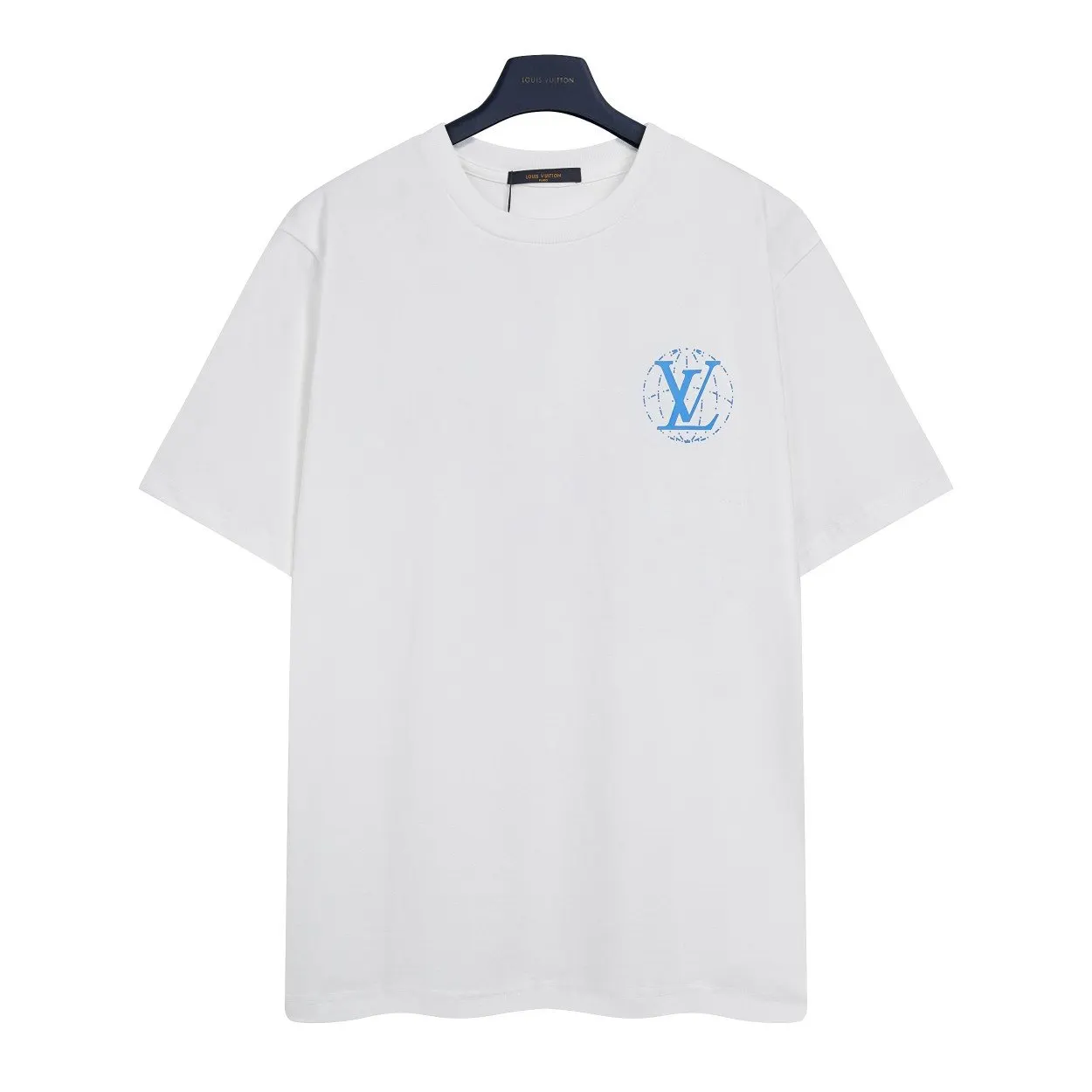 LV 25SS White Logo Print Short Sleeve T-Shirt Casual Versatile Style