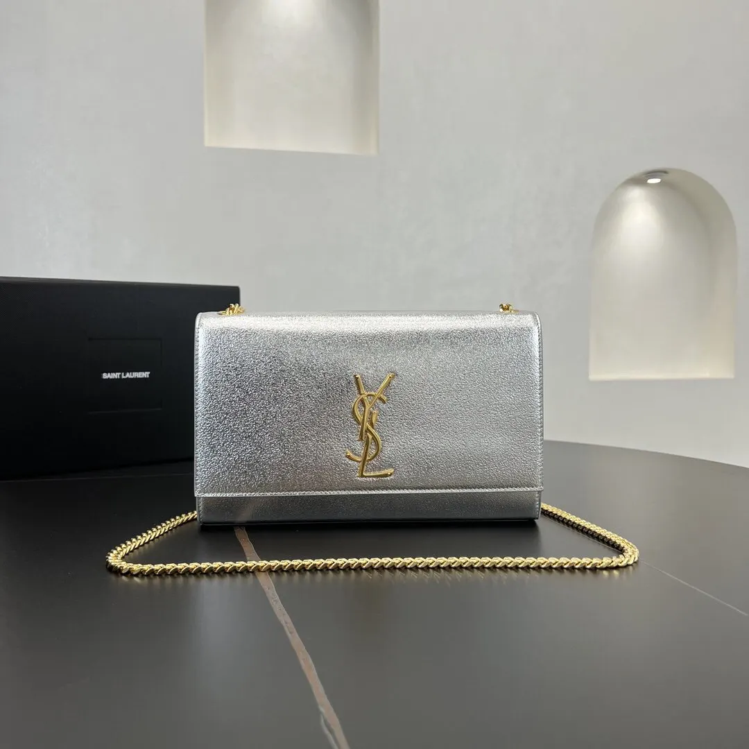 Silver Gold Chain Bag Leather