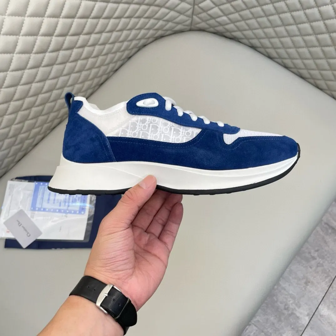 Dior B25 蓝白拼色牛皮休閒鞋 低幫款