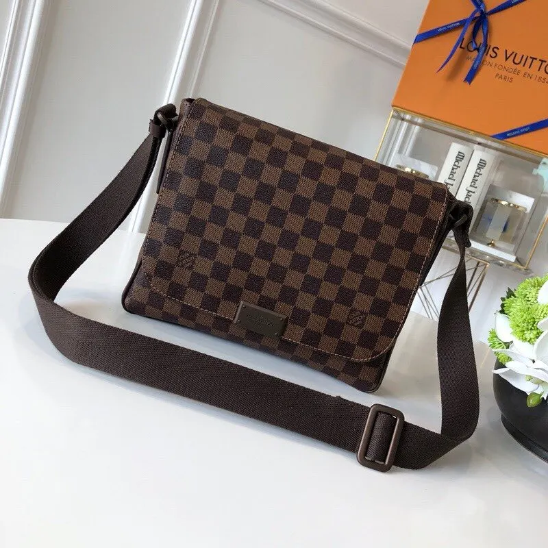 LV 棕色棋盘格相机包 單肩斜挎款