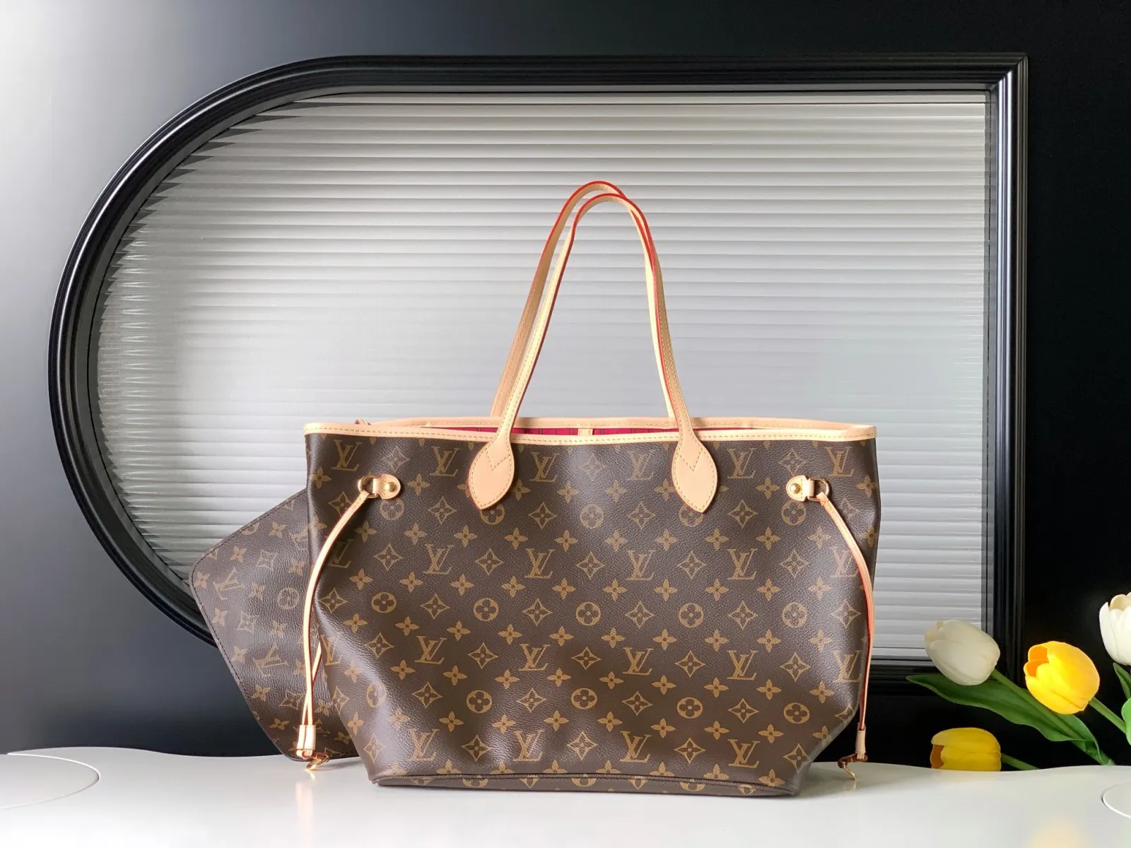 LV Neverfull 老花 金色 牛皮 手拿包 精致手拿款