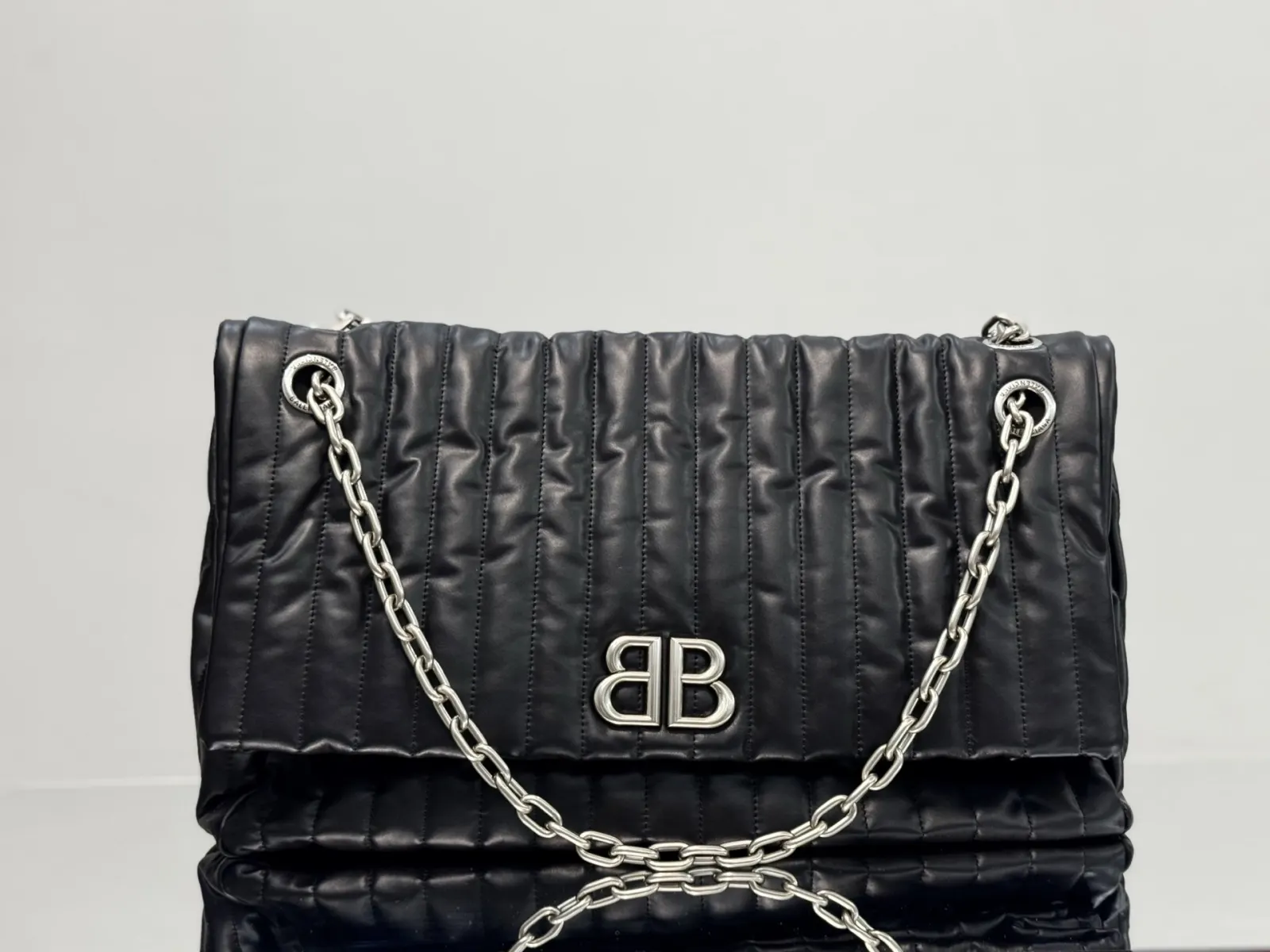 Balenciaga Monaco 黑银 牛皮 單肩包 日常搭配款