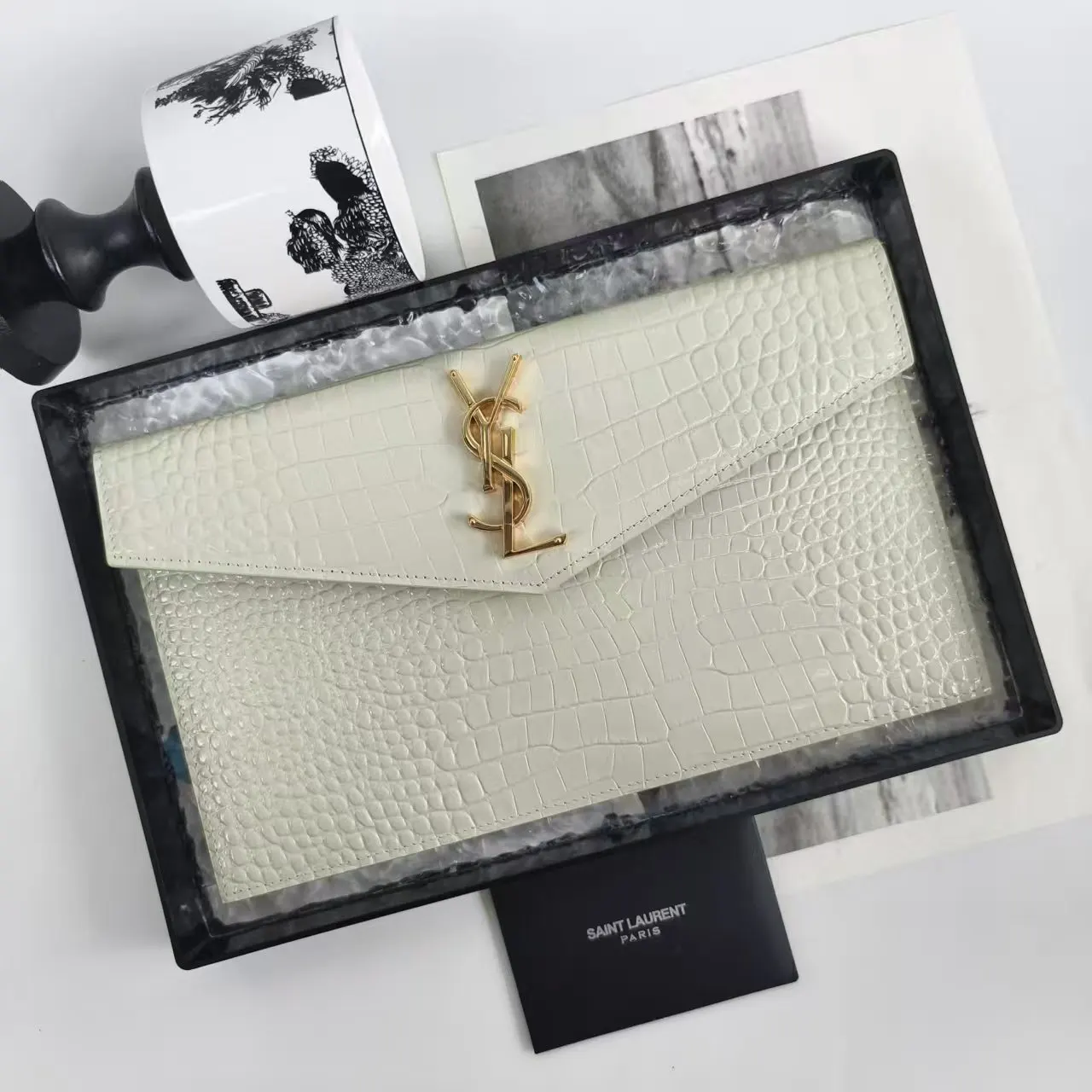 White Clutch Bag Classic Leather