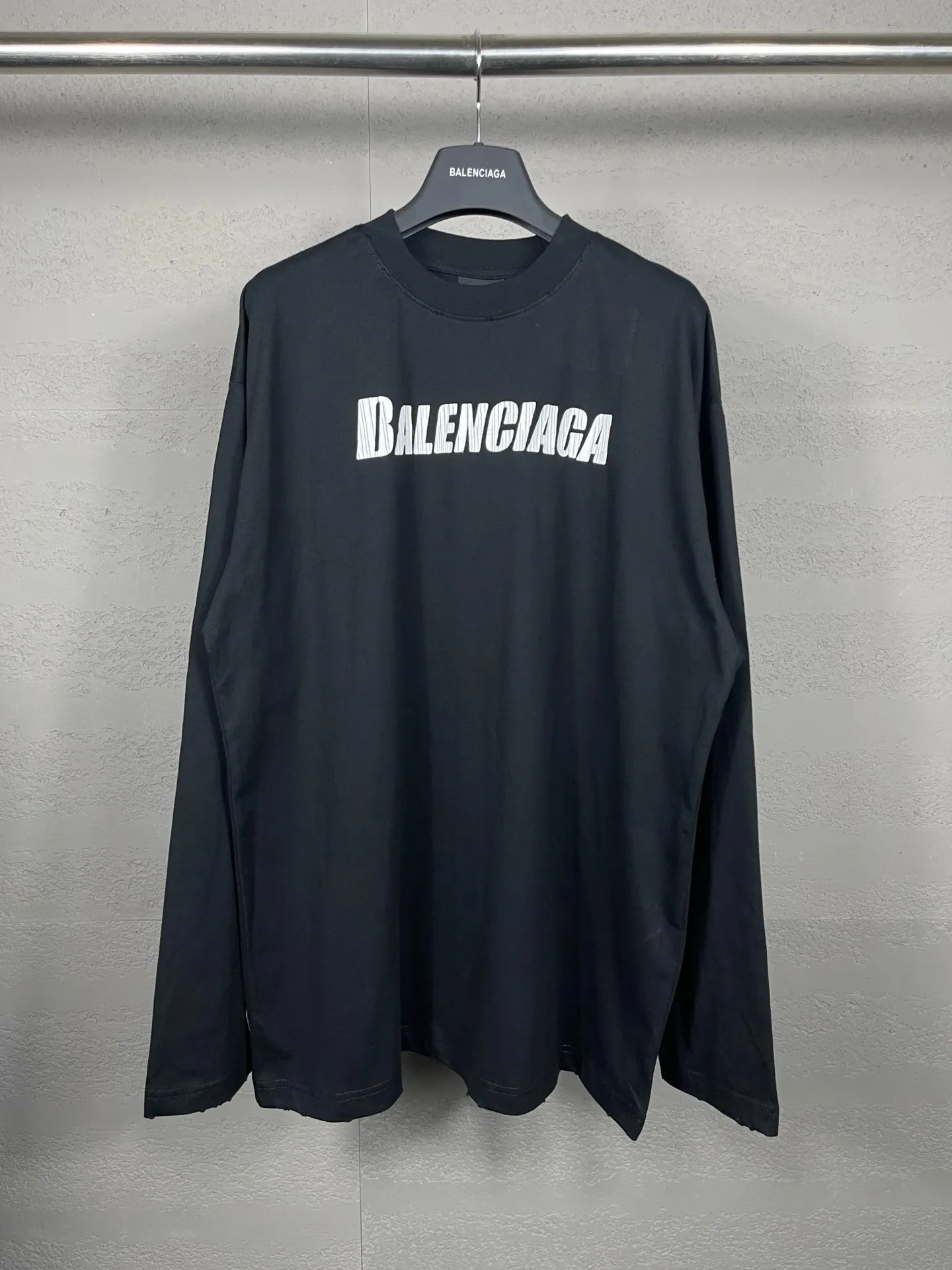 Balenciaga Black Cotton Logo Short Sleeve T-Shirt Loose Casual