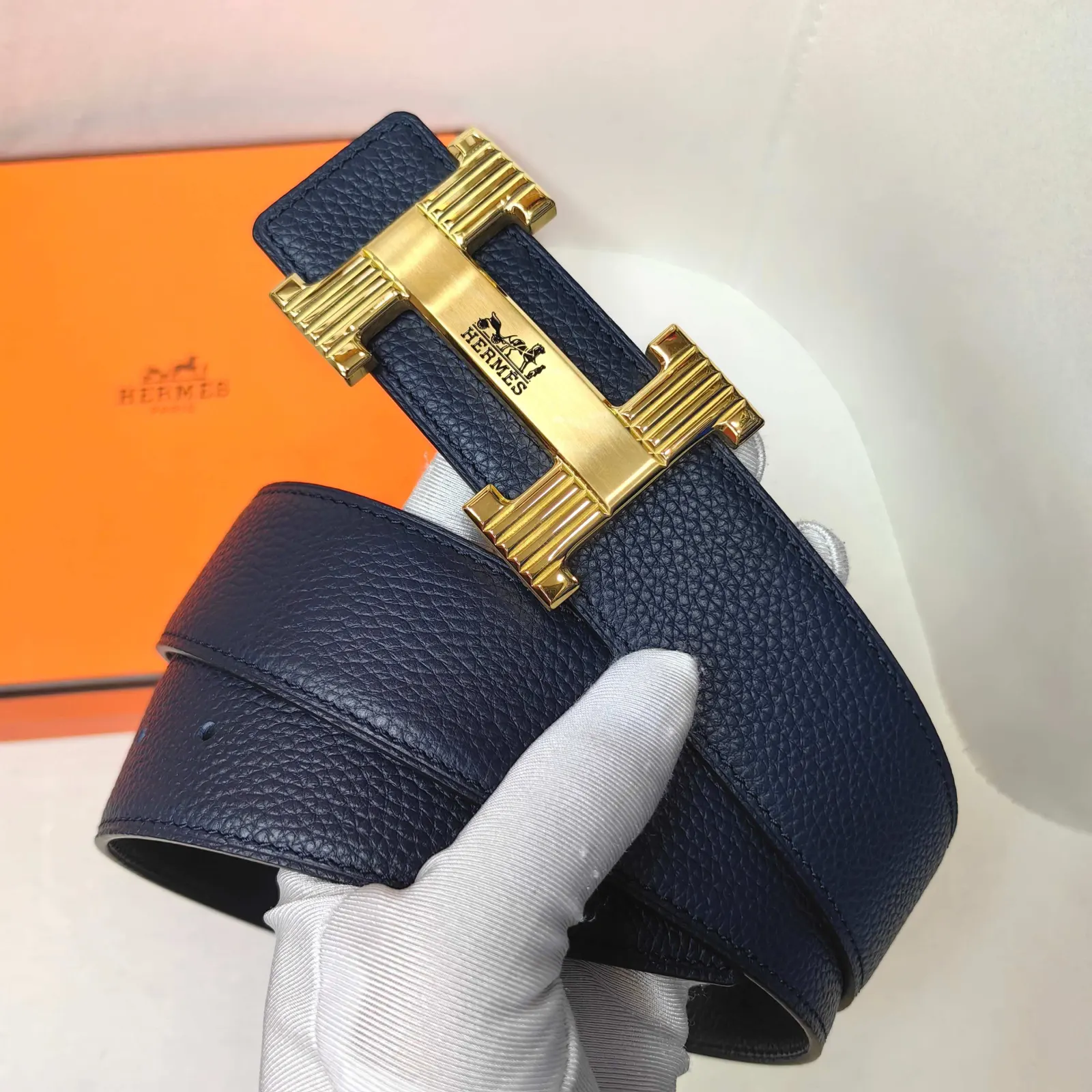 Hermes 小牛皮 腰帶 精致配飾款