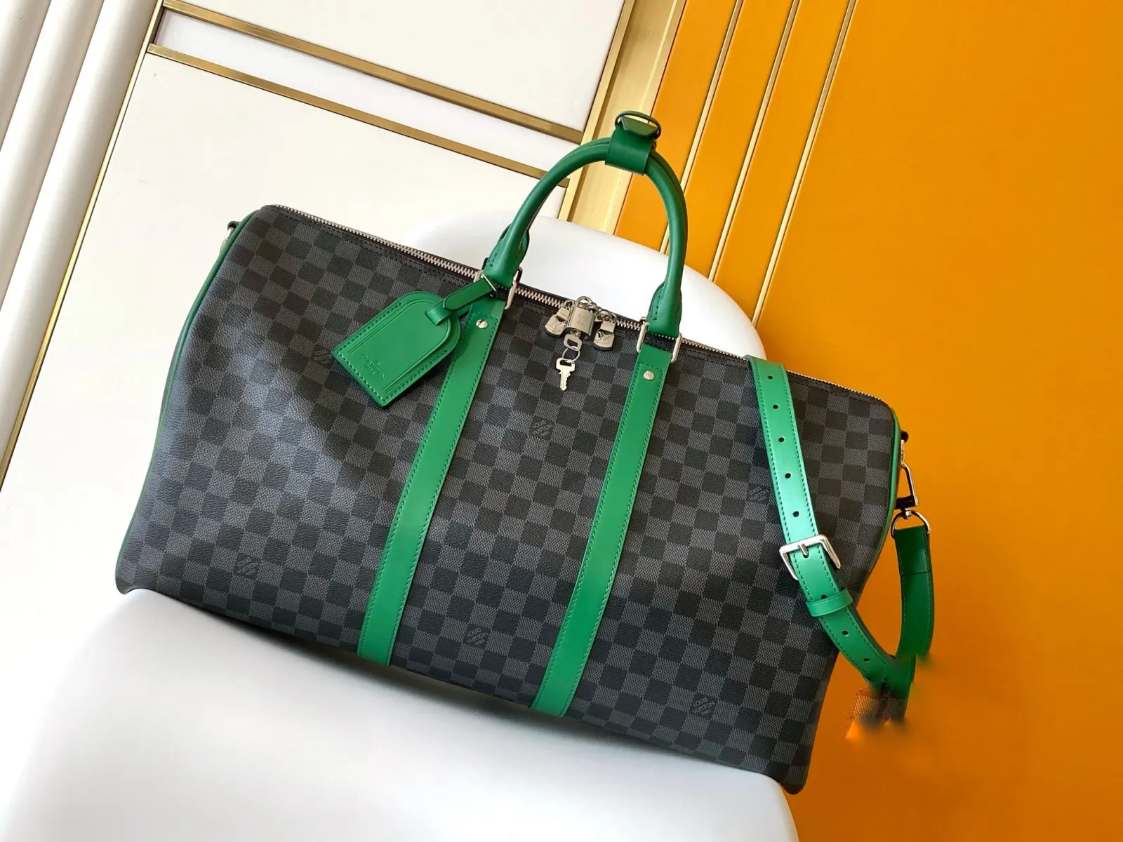 Keepall 黑色 綠色 帆布 旅行袋 大容量旅行款