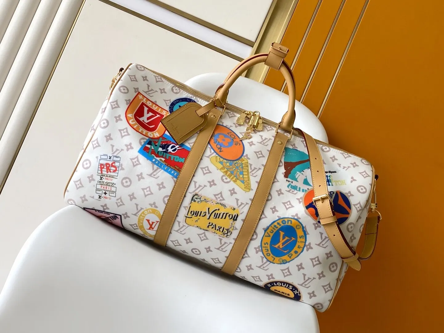 LV 金色 牛皮 旅行袋 大容量旅行款